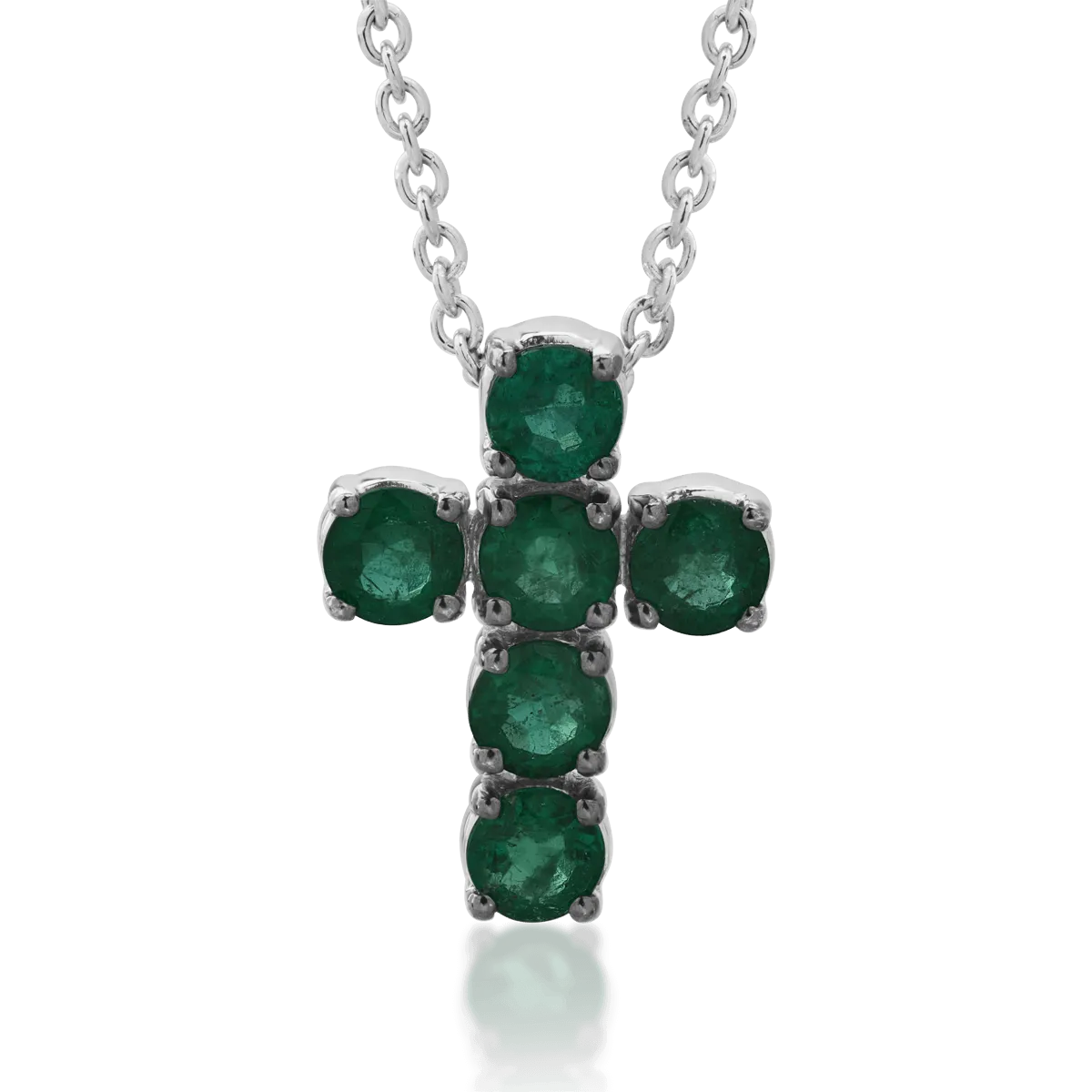 Lant cu pandantiv din aur alb cu smaralde de 1.65ct 1 Lant cu pandantiv din aur alb cu smaralde de 1.65ct