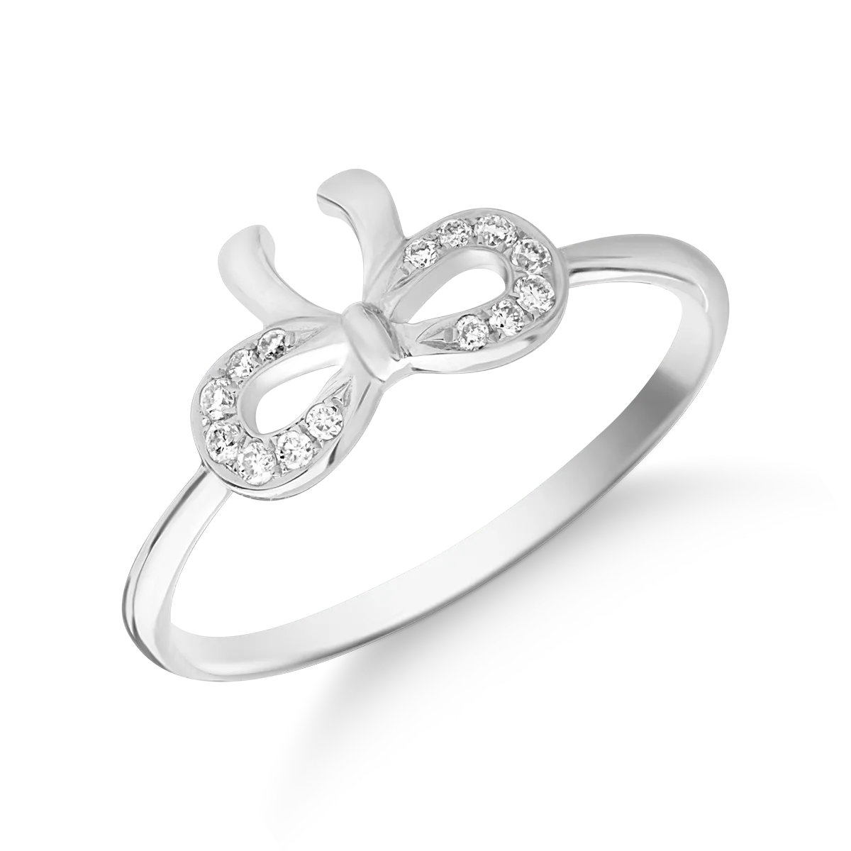 Inel fundita din aur alb cu diamante de 0.07ct 1 Inel fundita din aur alb cu diamante de 0.07ct