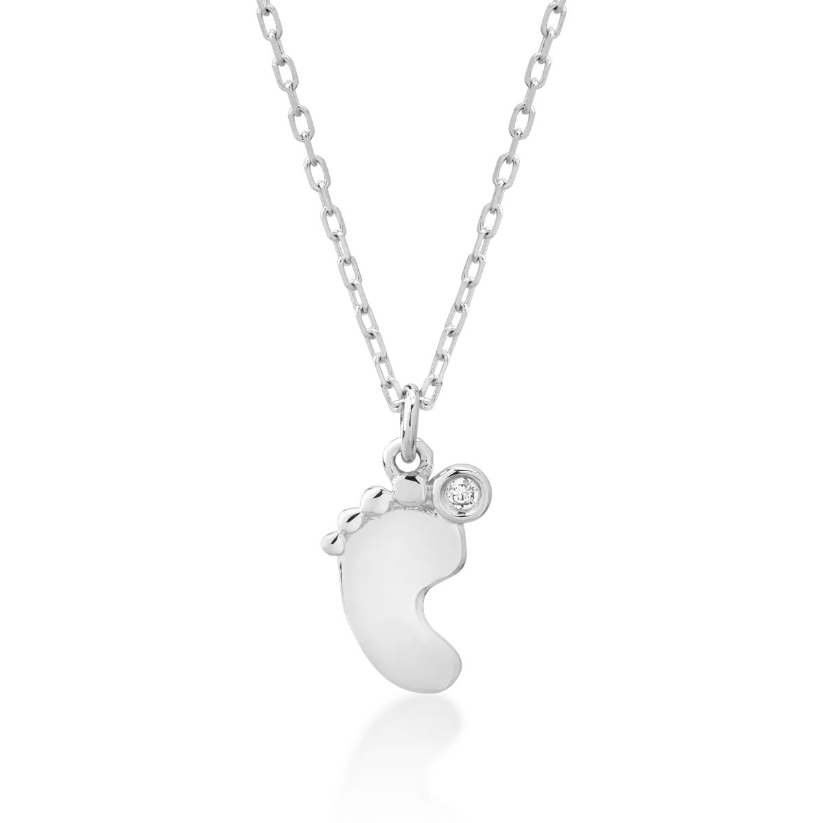 Lant cu pandantiv pentru copii din aur alb cu diamant de 0.006ct 1 Lant cu pandantiv pentru copii din aur alb cu diamant de 0.006ct