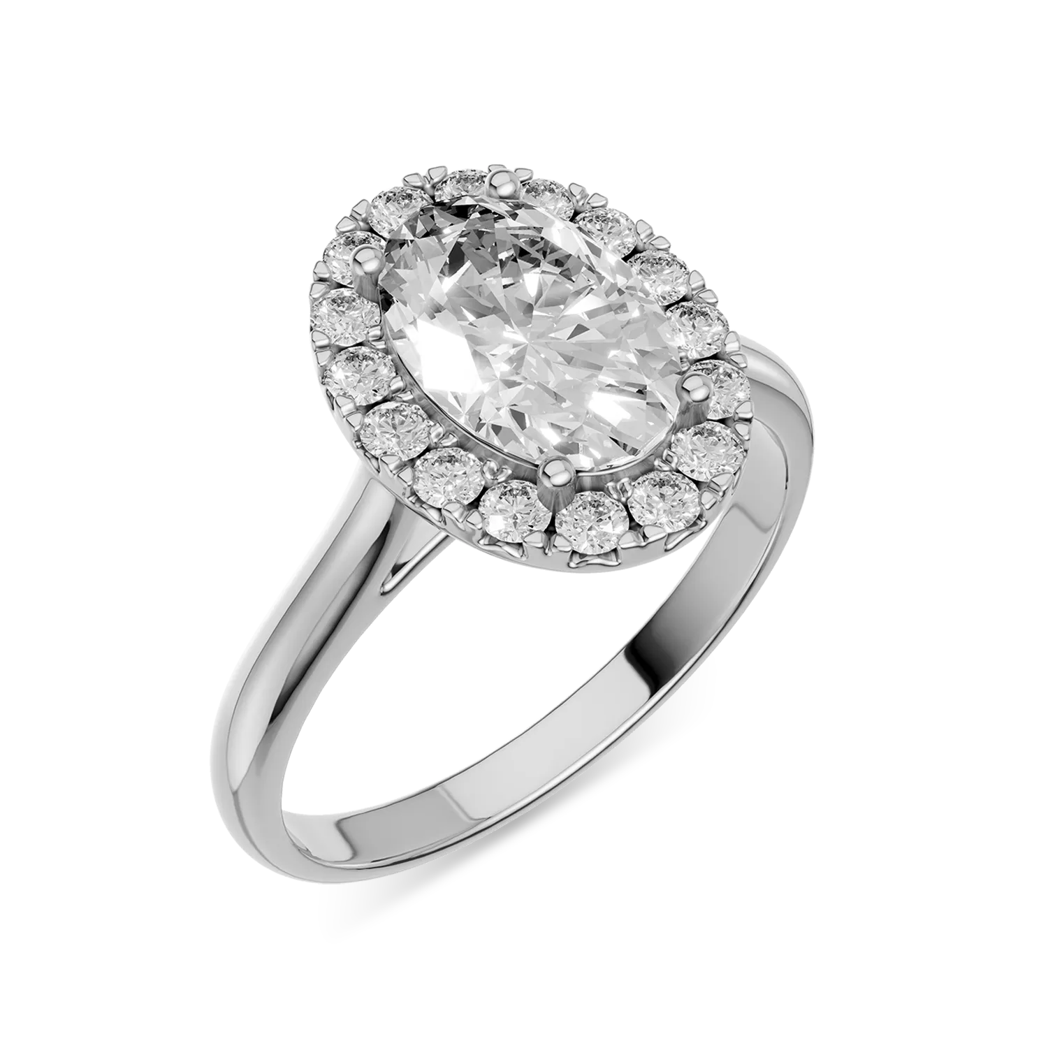 Inel Alma din aur alb cu diamante ovale si rotunde de 1.2ct create in laborator