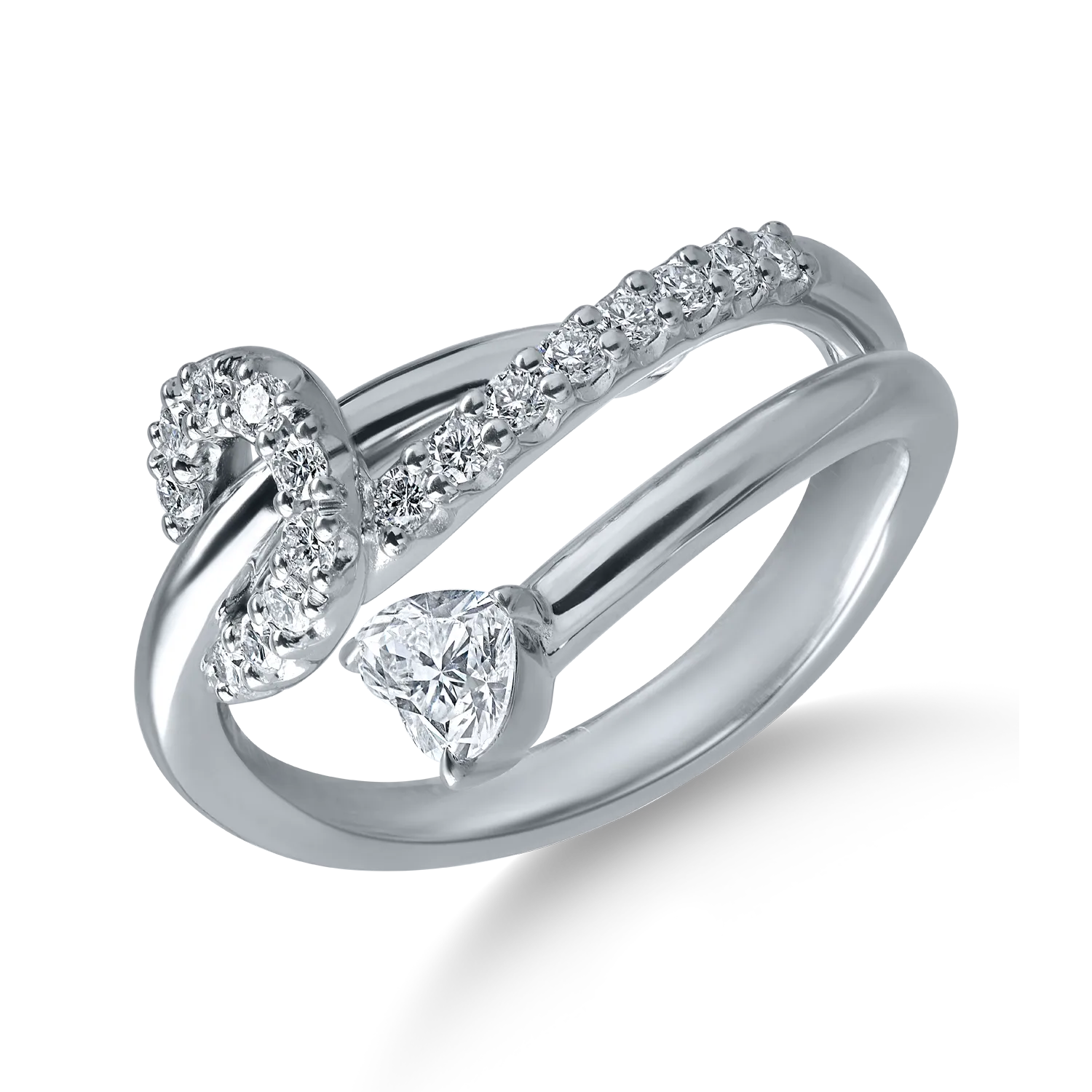 Inel din aur alb cu diamante heart si rotunde de 0.61ct 1 Inel din aur alb cu diamante heart si rotunde de 0.61ct