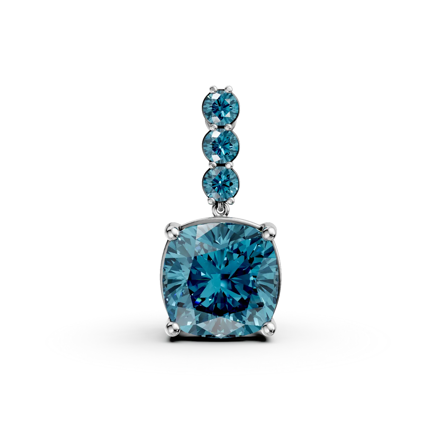 Pandantiv din aur alb cu topaze London blue cushion si rotunde de 6.49ct 1 Pandantiv din aur alb cu topaze London blue cushion si rotunde de 6.49ct