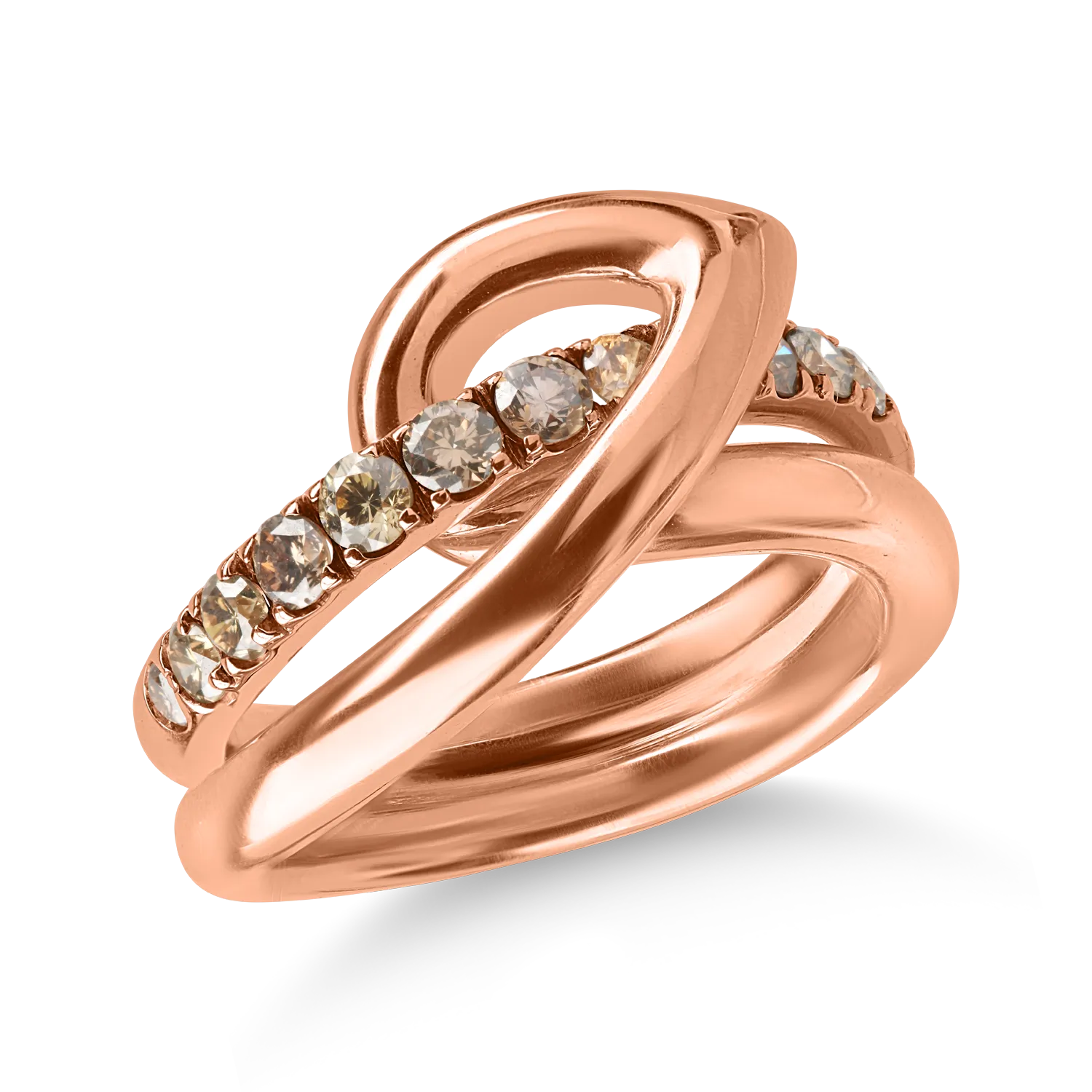 Inel din aur roz cu diamante maro de 0.73ct 1 Inel din aur roz cu diamante maro de 0.73ct