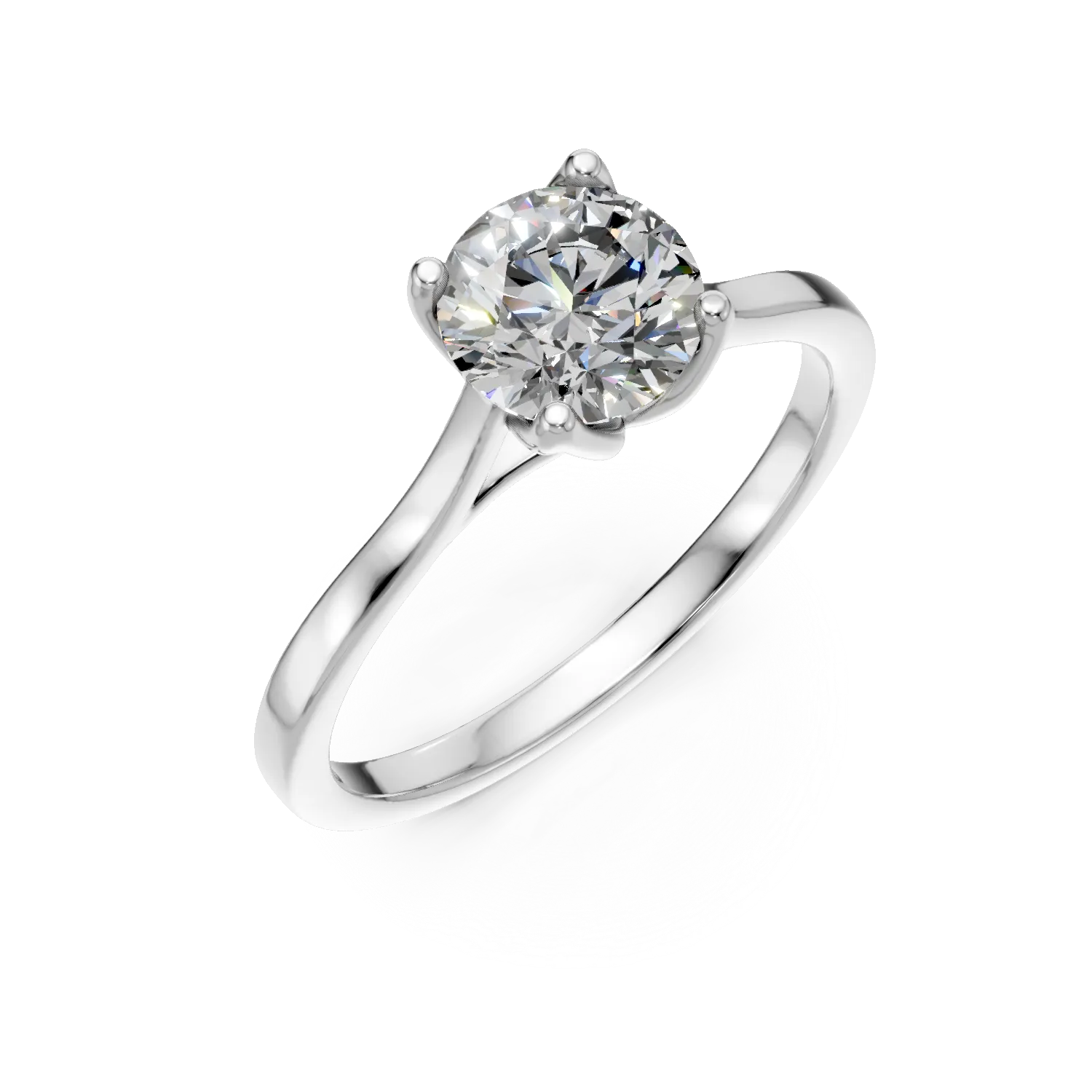 Inel de logodna Lotus din aur alb cu diamant solitaire de 1.04ct creat in laborator 1 Inel de logodna Lotus din aur alb cu diamant solitaire de 1.04ct creat in laborator