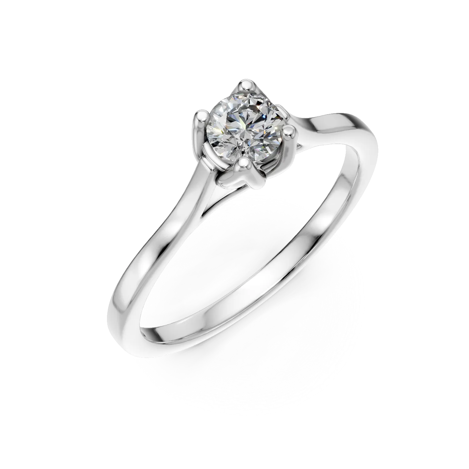 Inel de logodna Lotus din aur alb cu diamant solitaire de 0.3ct creat in laborator 1 Inel de logodna Lotus din aur alb cu diamant solitaire de 0.3ct creat in laborator