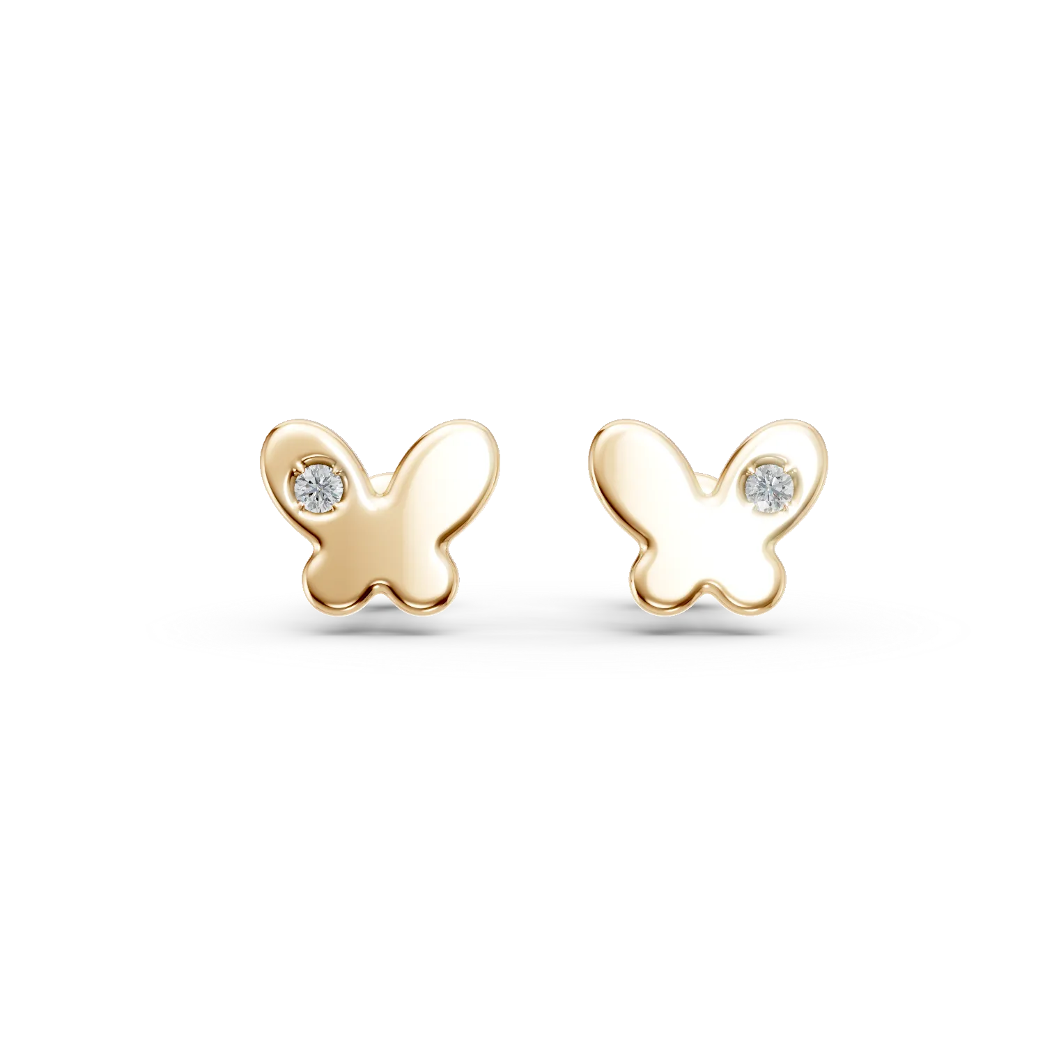 Cercei pentru copii cu fluturasi din aur galben cu diamante de 0.02ct