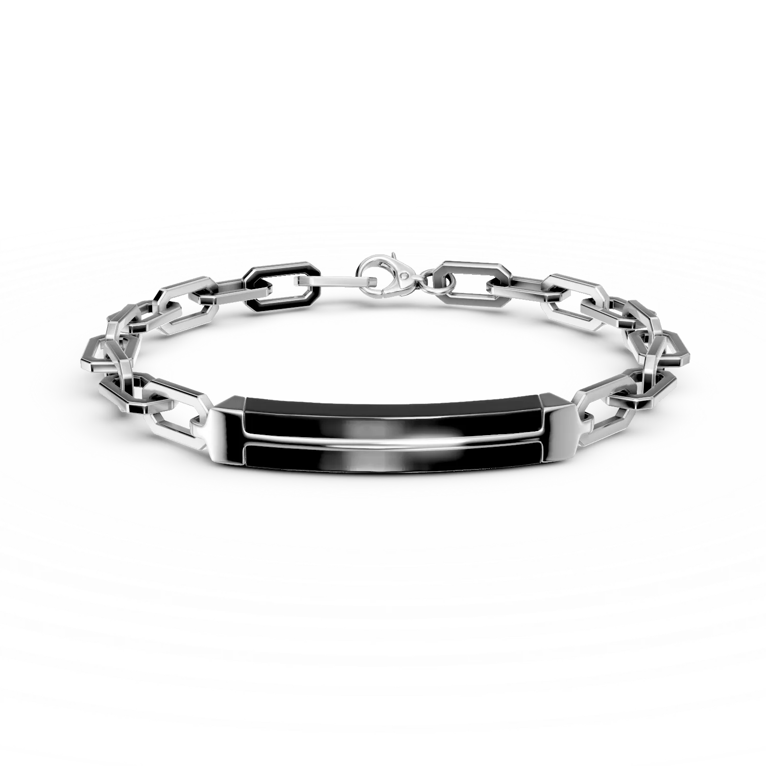 Bratara din argint cu agat negru de 2.4ct pentru barbati