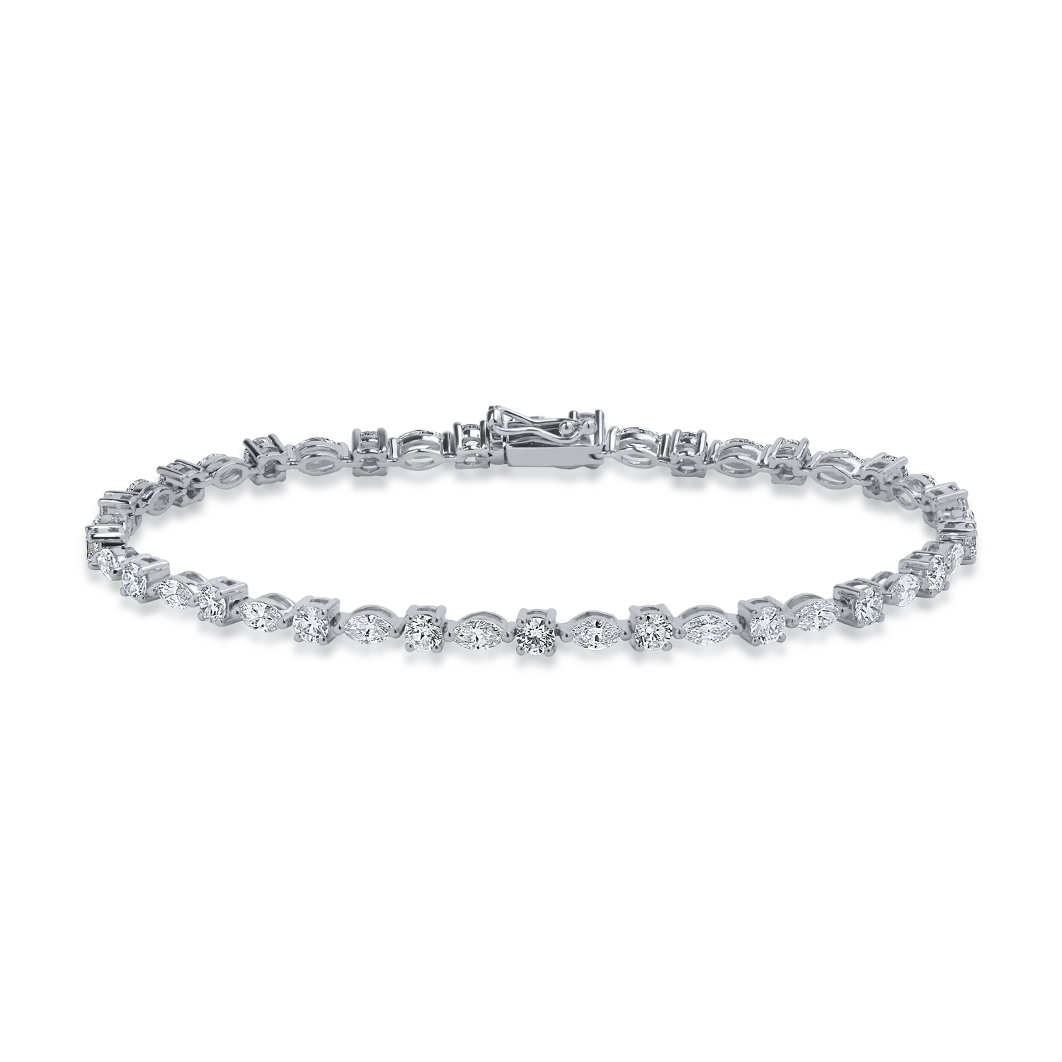 Bratara din aur alb cu diamante marquise si rotunde de 3.4ct