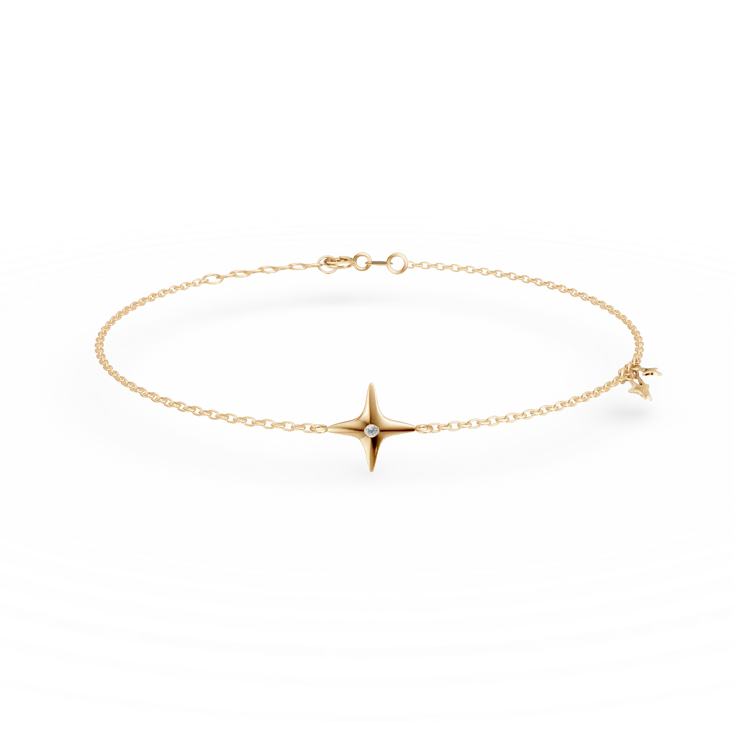Bratara din aur galben cu pandantiv stea si diamant de 0.006ct 1 Bratara din aur galben cu pandantiv stea si diamant de 0.006ct