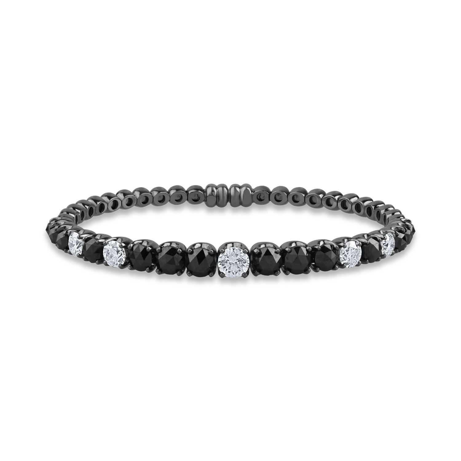 Bratara din aur negru cu diamante transparente de 2.09ct si diamante negre taietura rose de 5.27ct