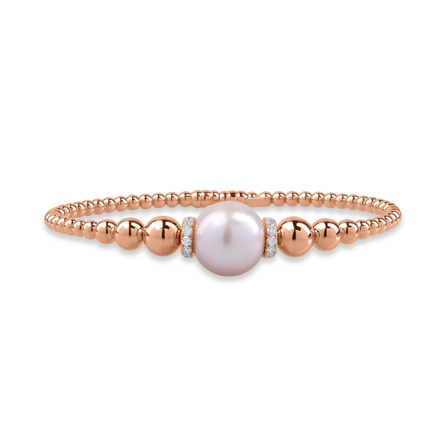 Bratara din aur roz cu perla de cultura de 14.5ct si diamante de 0.25ct 1 Bratara din aur roz cu perla de cultura de 14.5ct si diamante de 0.25ct