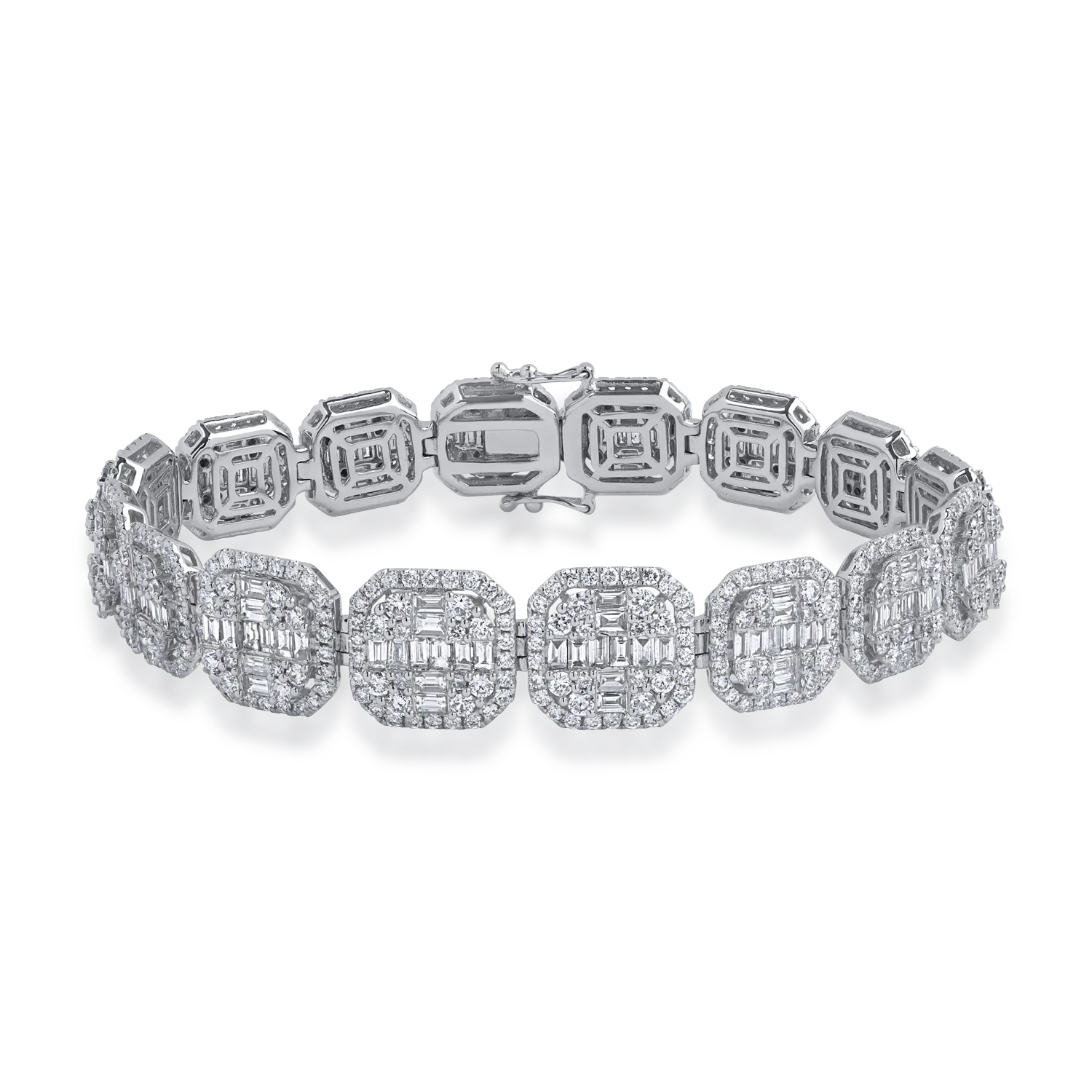 Bratara tennis din aur alb cu diamante baguette si rotunde de 10.94ct 1 Bratara tennis din aur alb cu diamante baguette si rotunde de 10.94ct