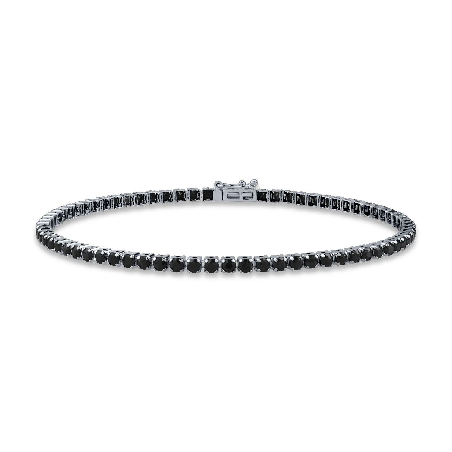 Bratara tennis din aur alb cu diamante negre de 3.35ct