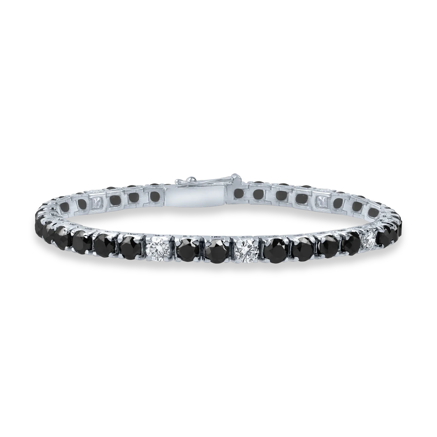 Bratara tennis din aur alb cu diamante negre si incolore de 10.1ct