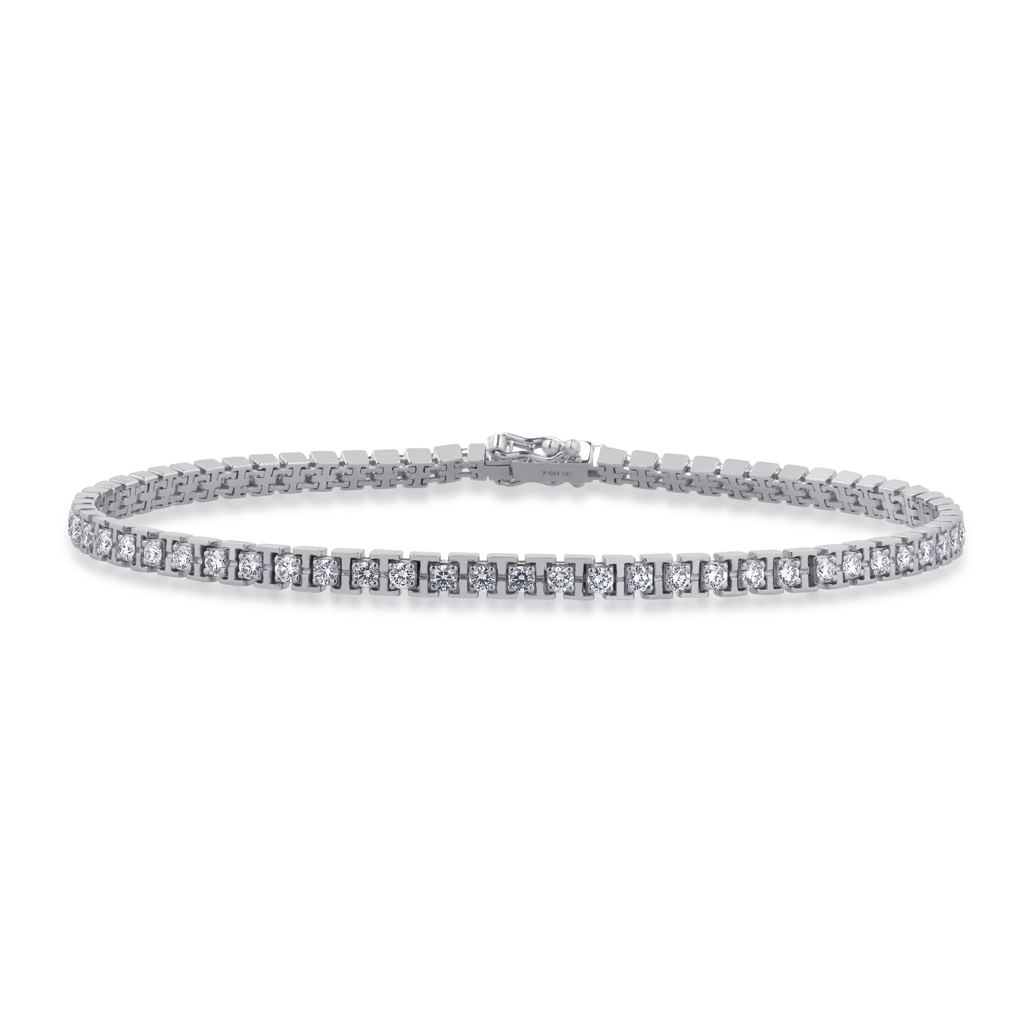 Bratara tennis din aur alb cu diamante de 2.19ct
