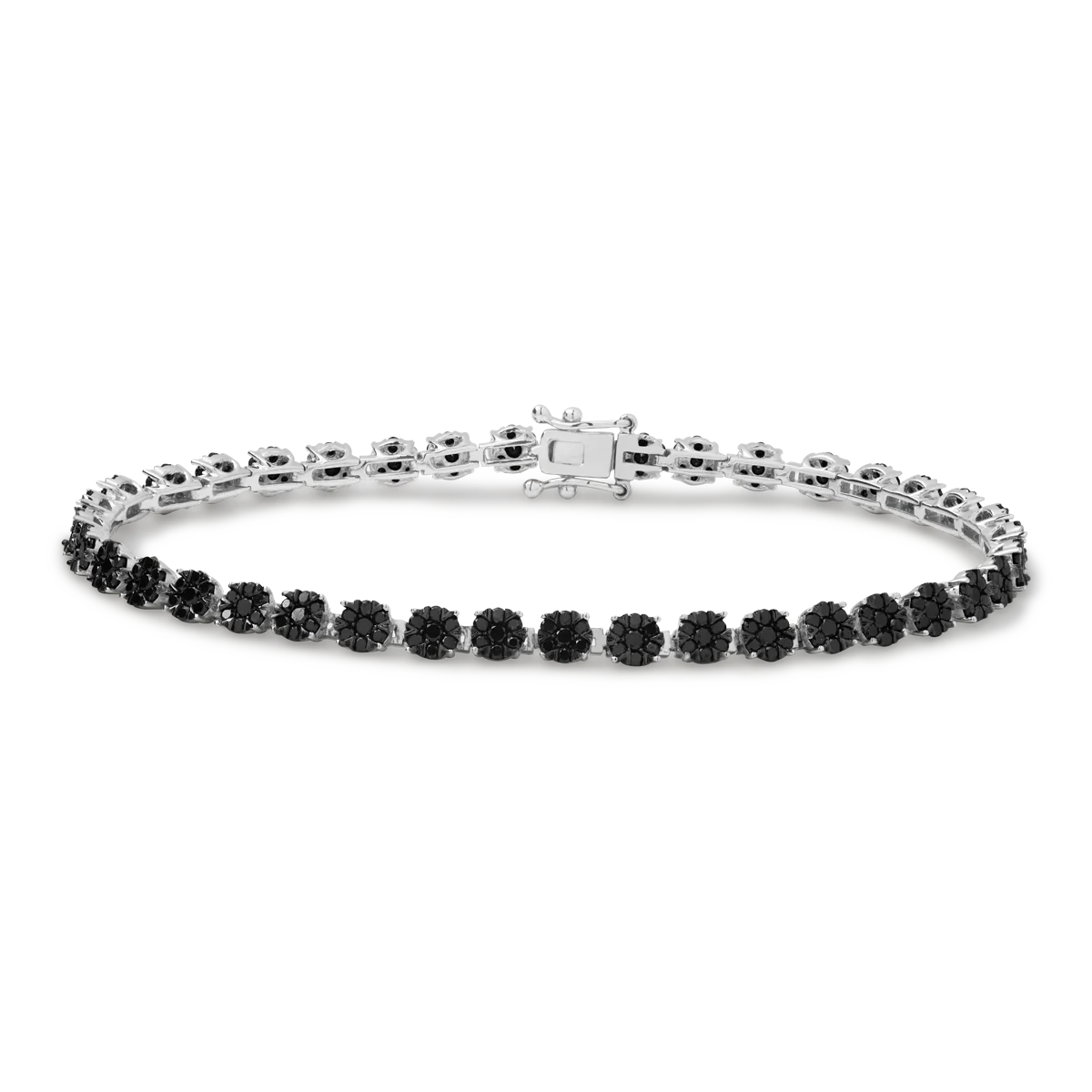 Bratara tennis din aur alb cu diamante negre de 3.021ct