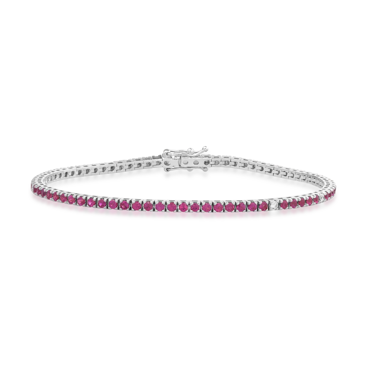 Bratara tennis din aur alb cu rubine de 1.85ct si diamante de 0.1ct 1 Bratara tennis din aur alb cu rubine de 1.85ct si diamante de 0.1ct