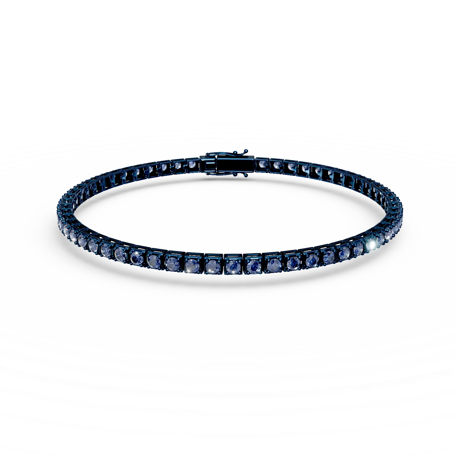 Bratara tennis din aur albastru cu diamante albastre de 1.8ct 1 Bratara tennis din aur albastru cu diamante albastre de 1.8ct
