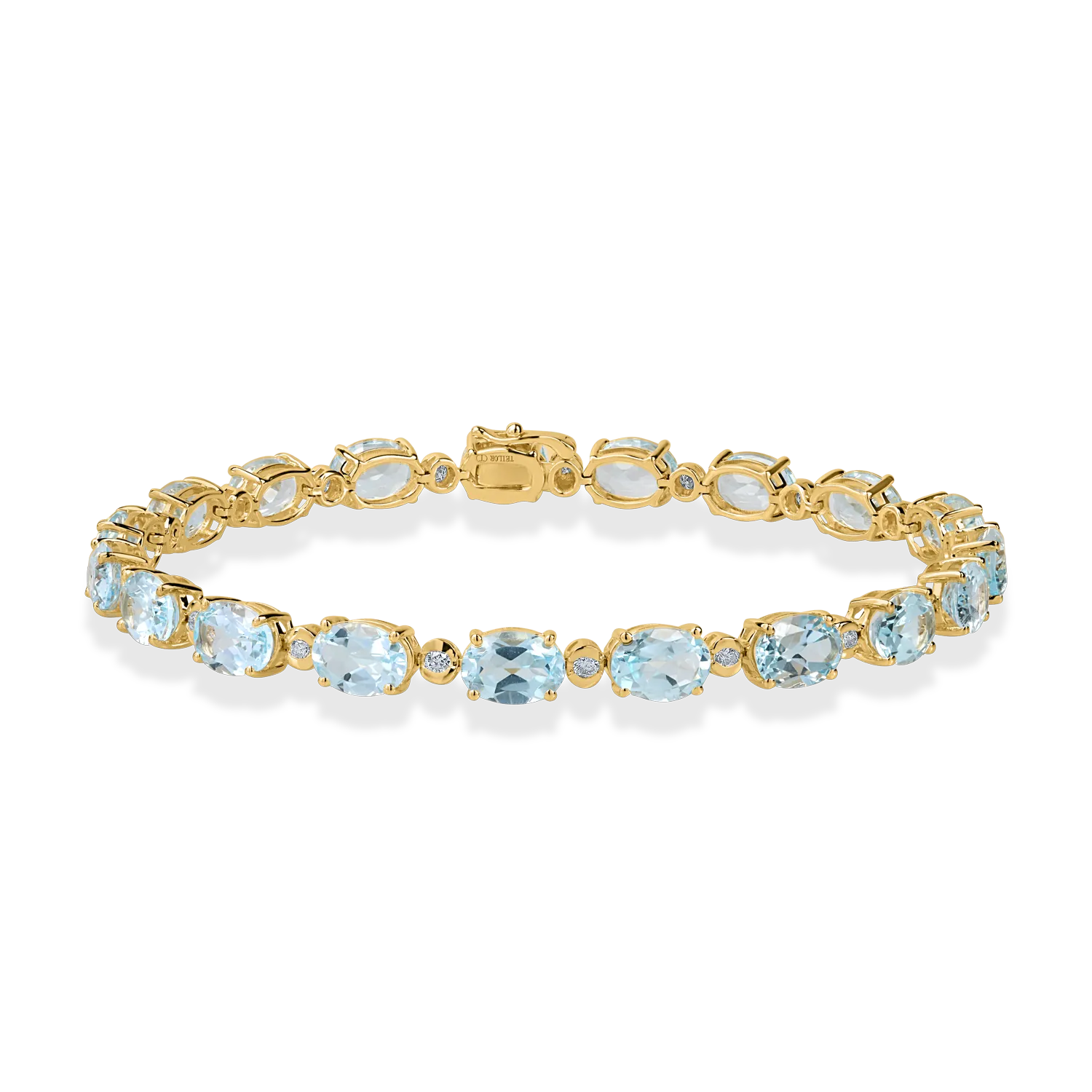 Bratara tennis din aur galben cu topaze ovale de 15.2ct si diamante de 0.3ct