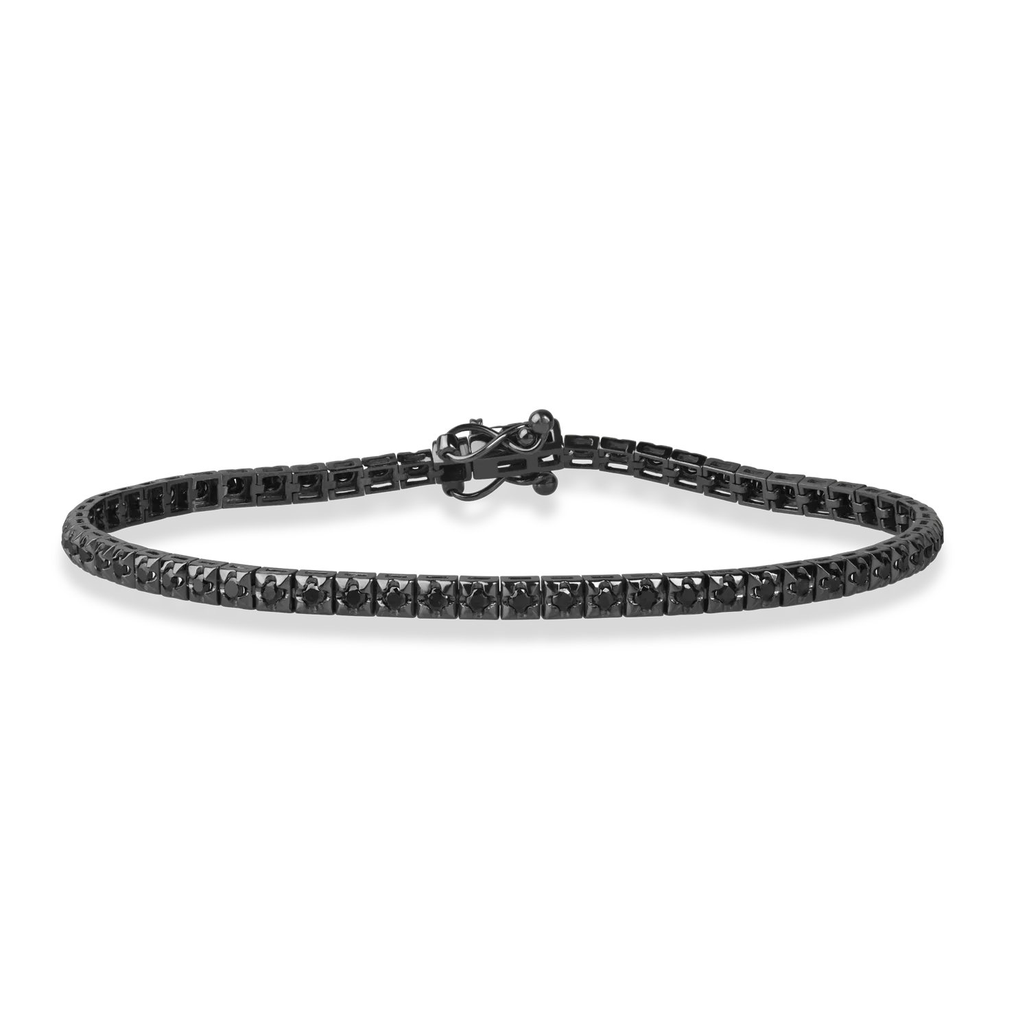 Bratara tennis din aur negru cu diamante negre de 1ct