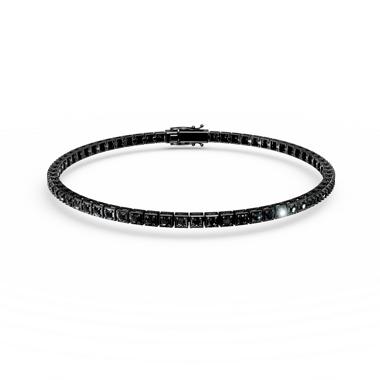 Bratara tennis din aur negru cu diamante negre de 1ct