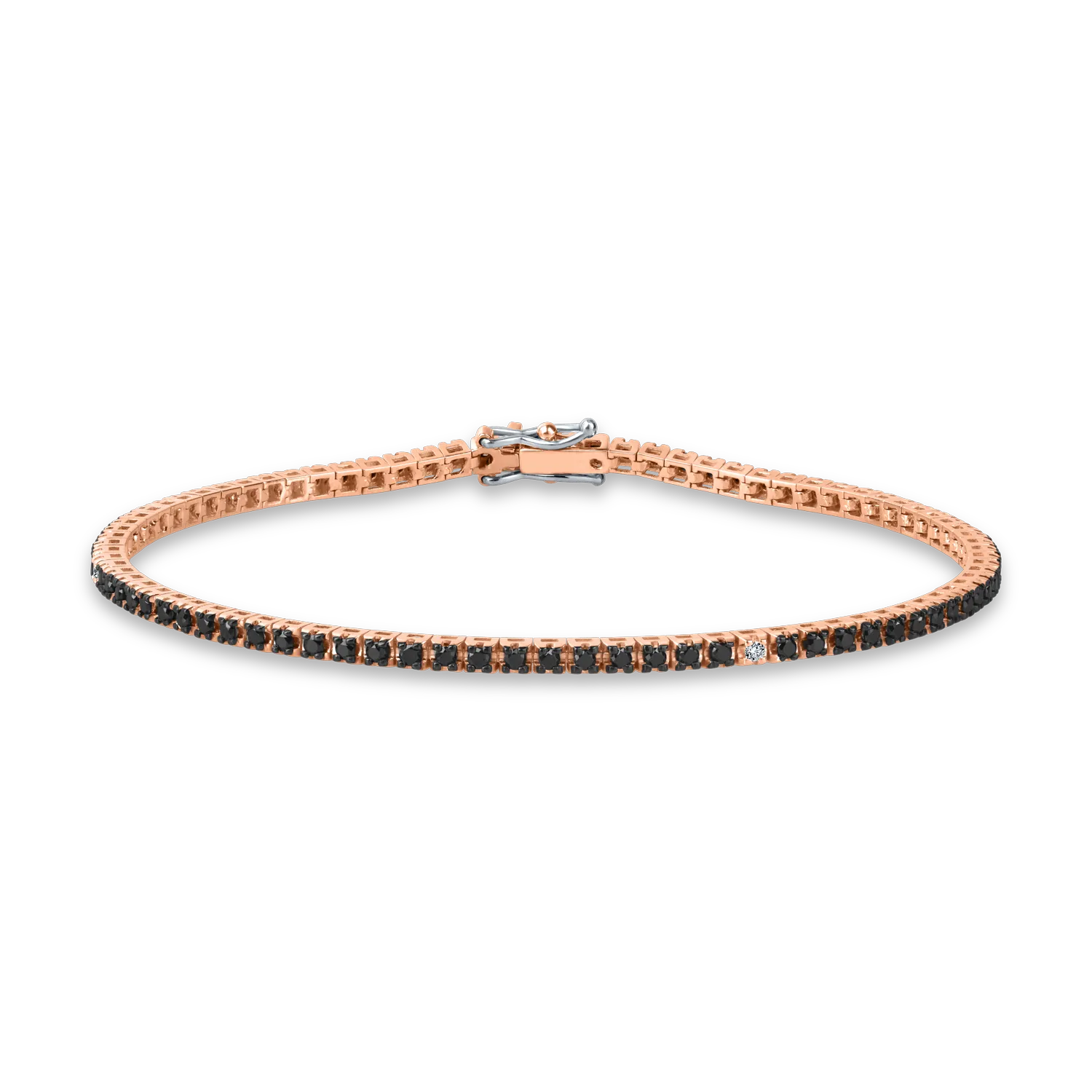 Bratara tennis din aur roz cu diamante de 1ct