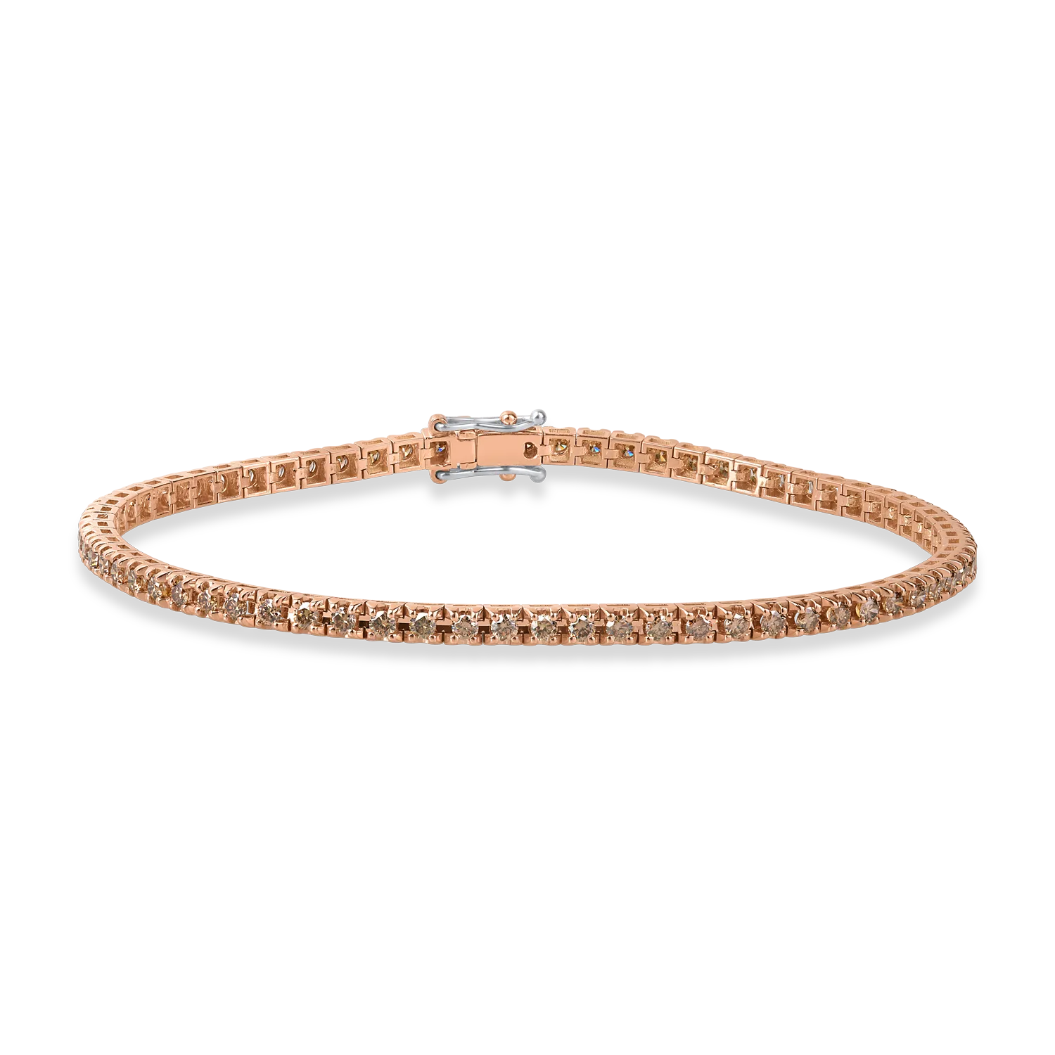 Bratara tennis din aur roz cu diamante maro de 2.4ct pentru barbati
