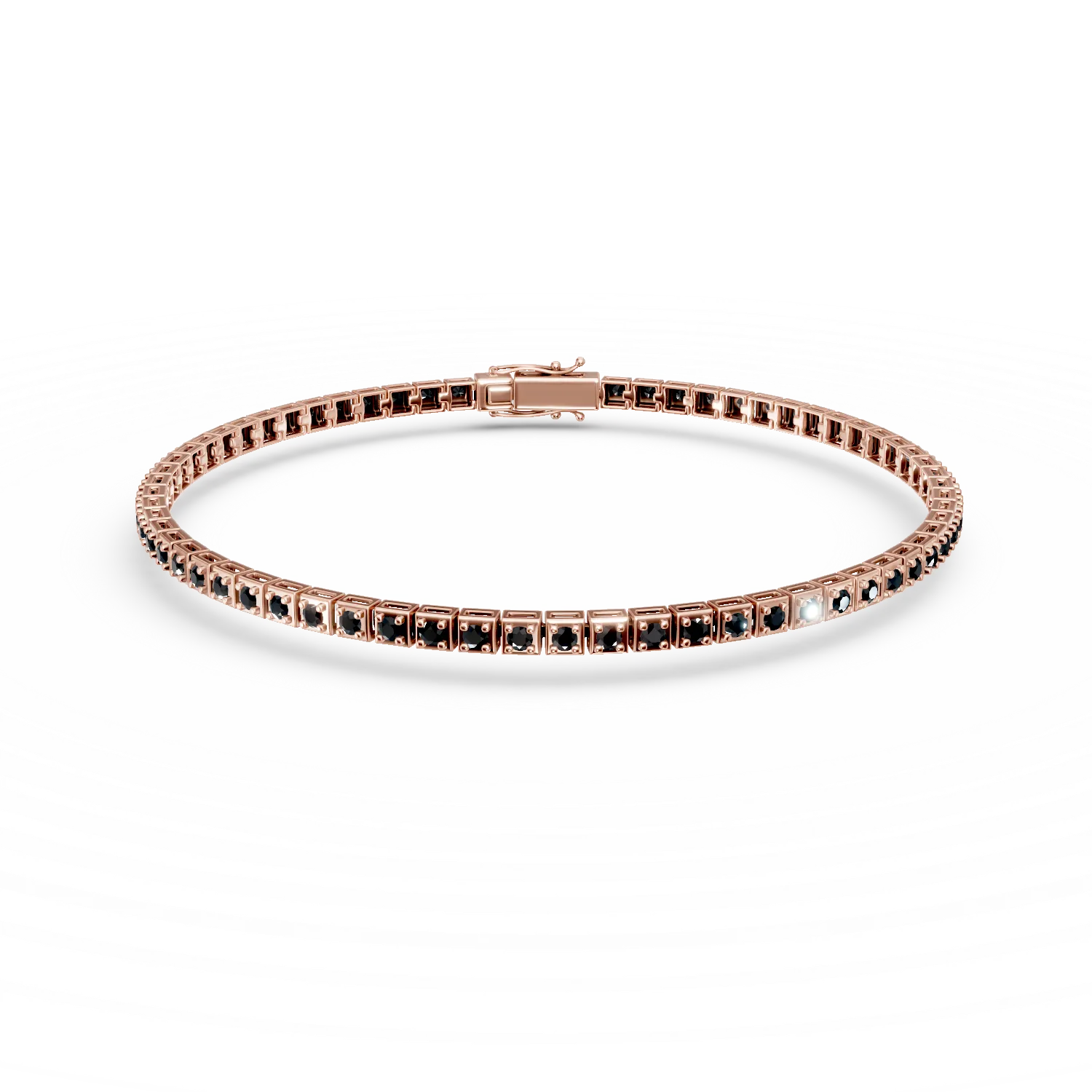 Bratara tennis din aur roz cu diamante negre de 1ct