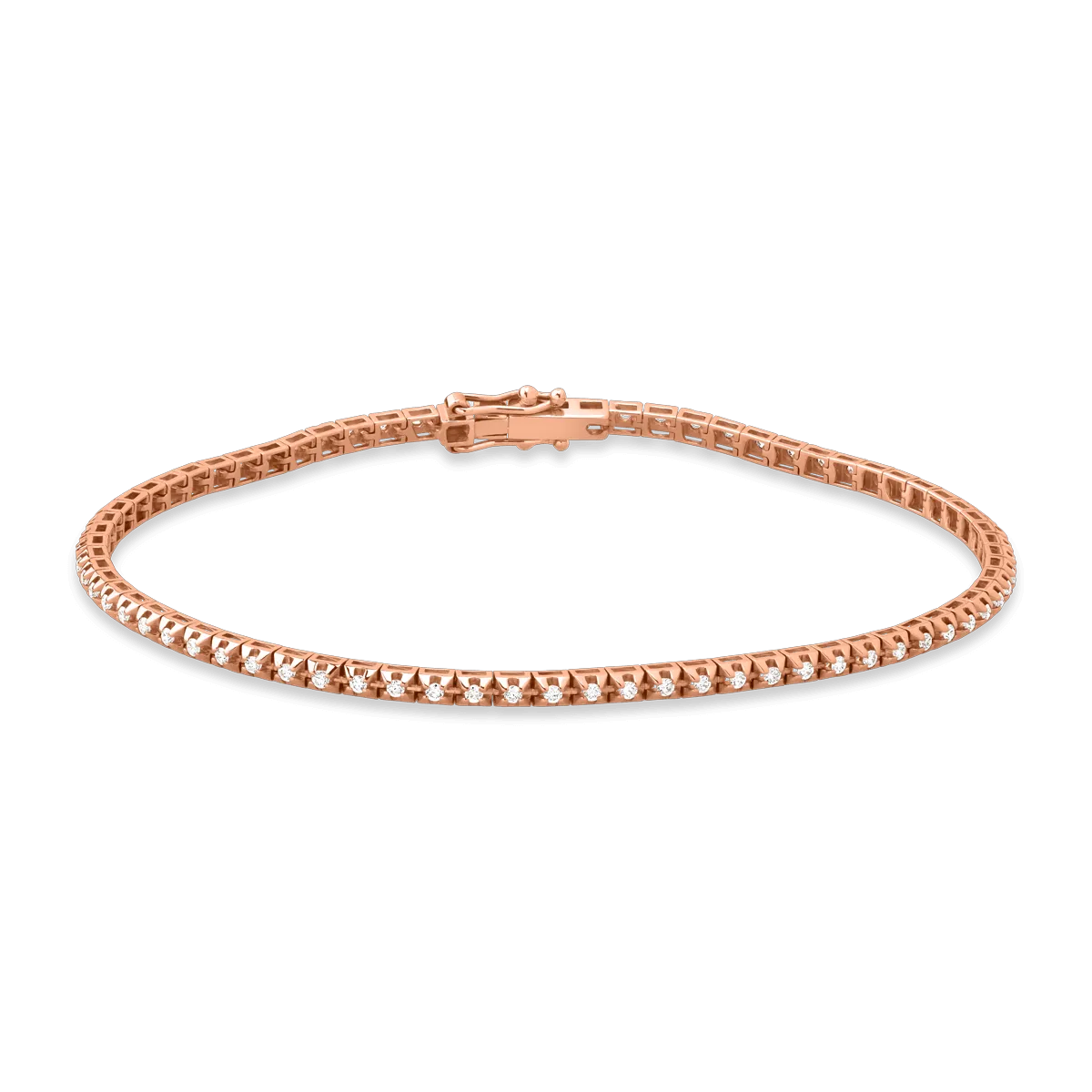 Bratara tennis din aur roz cu diamante de 0.5ct
