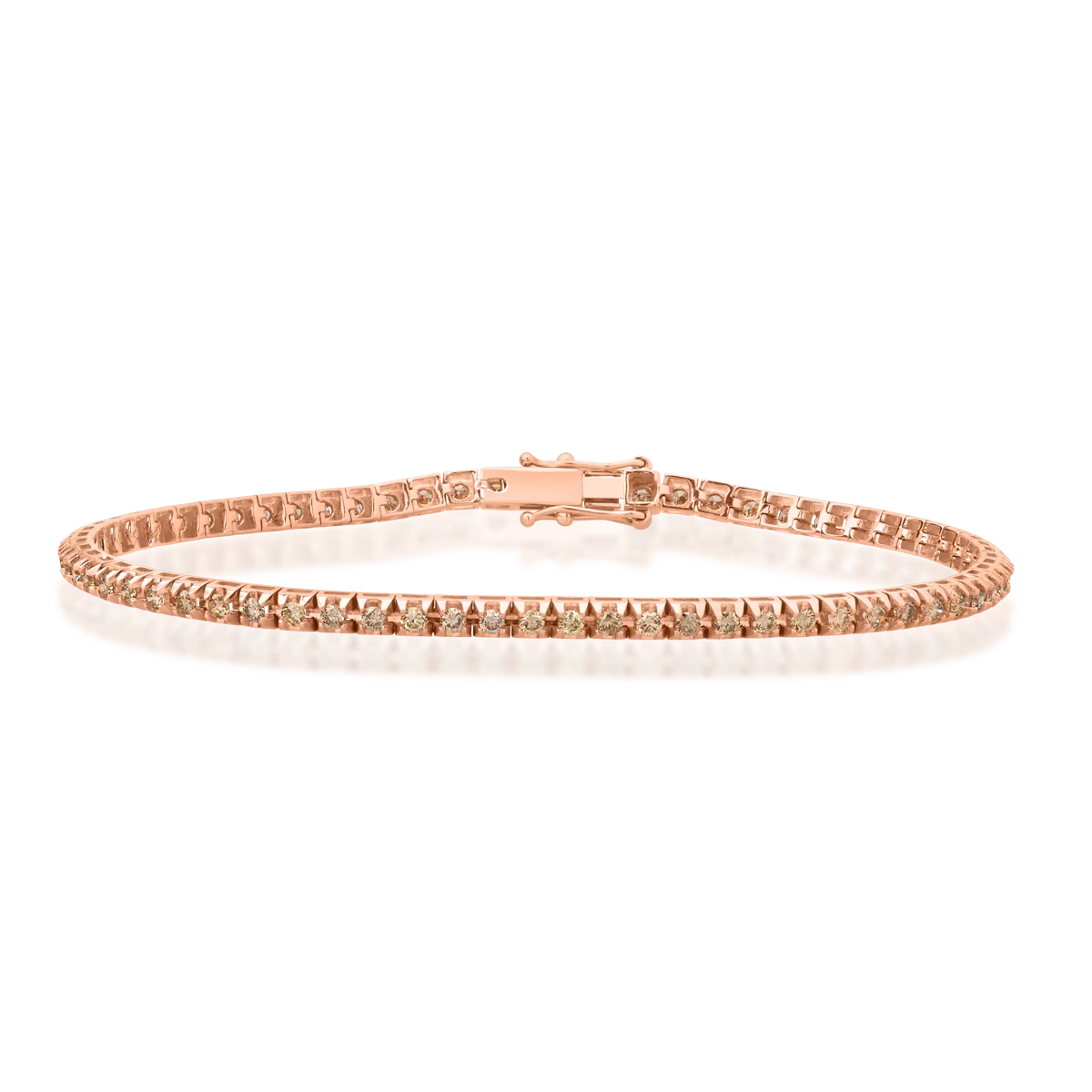 Bratara tennis din aur roz cu diamante maro de 1.15ct