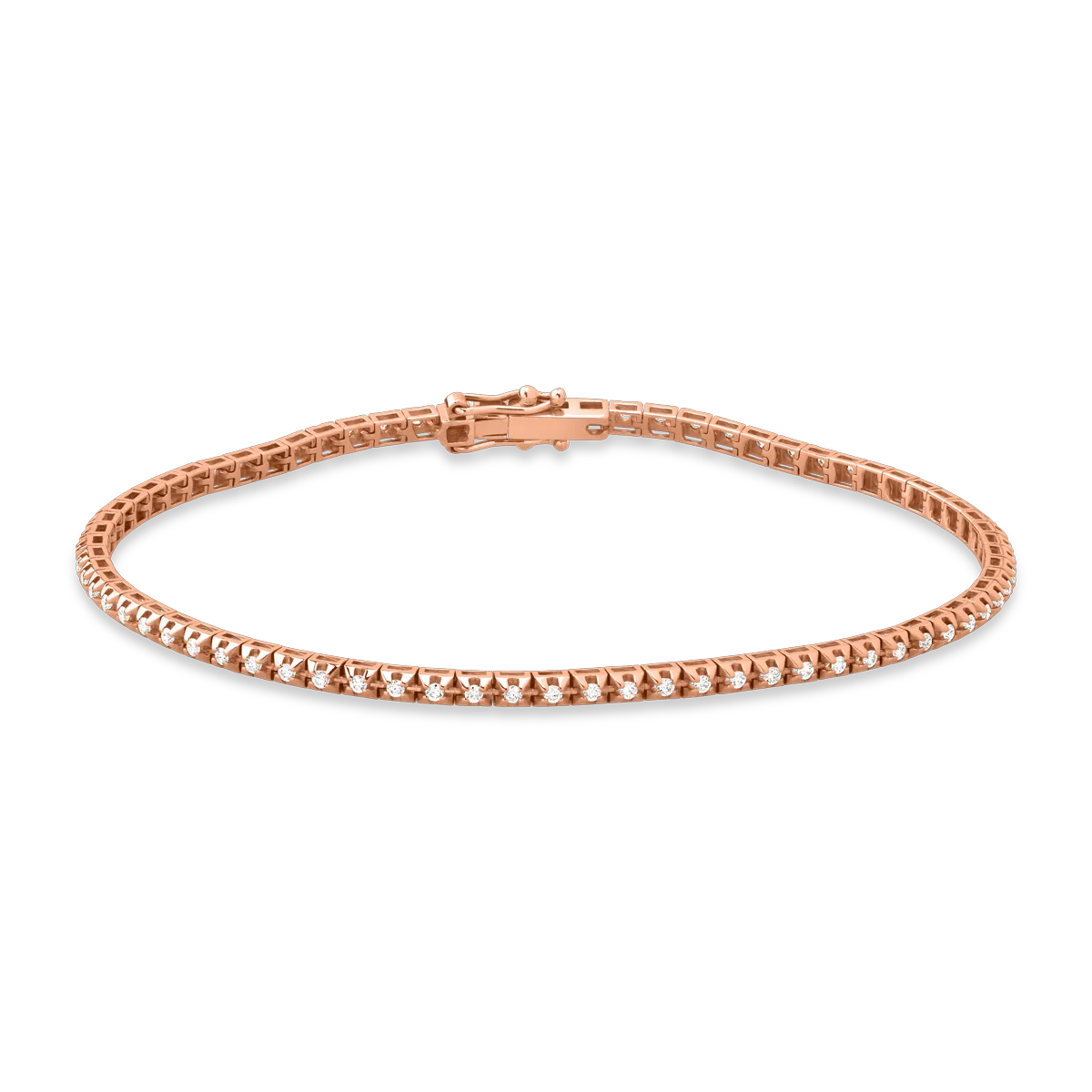 Bratara tennis din aur roz cu diamante maro de 1.22ct