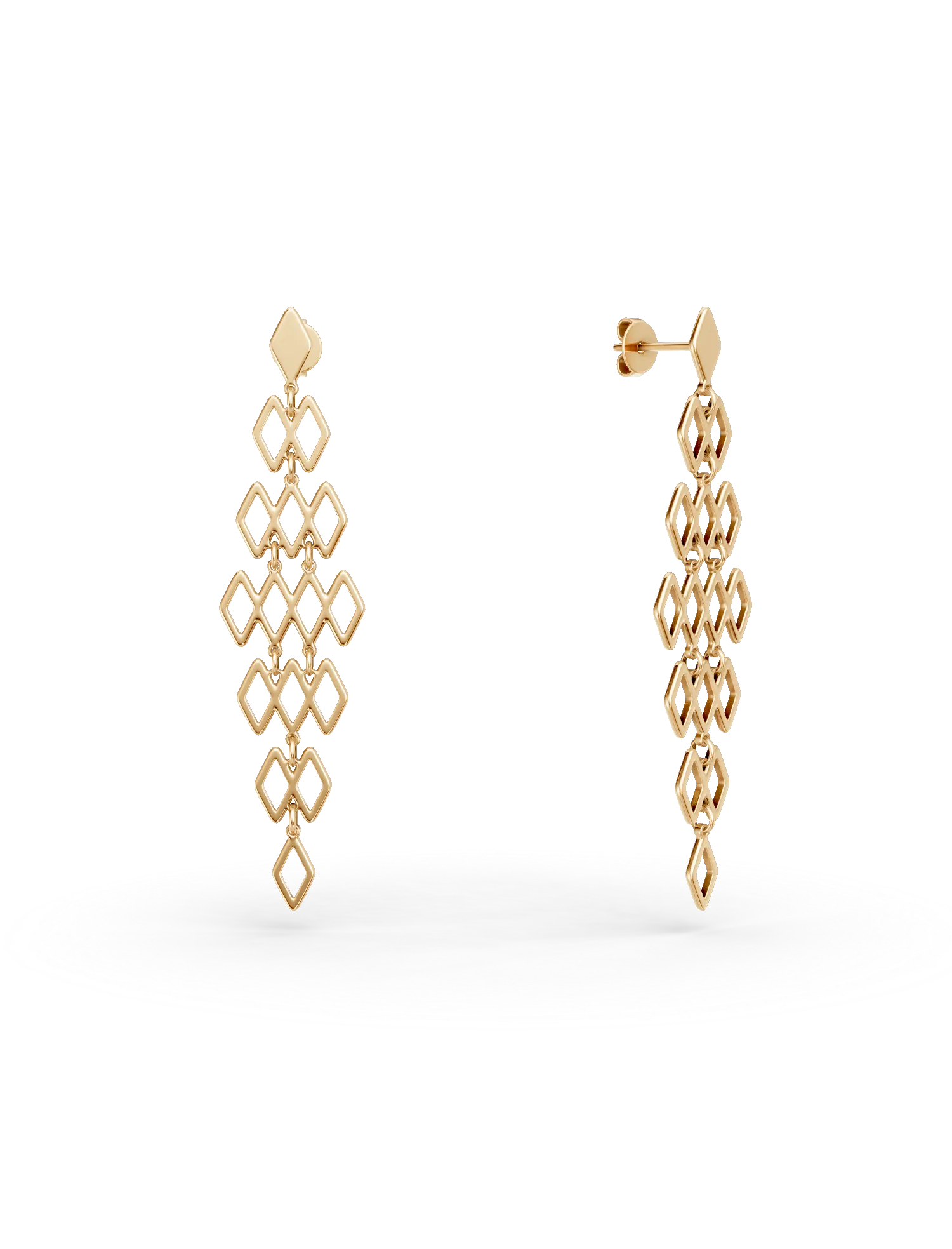 Cercei candelabru din aur galben