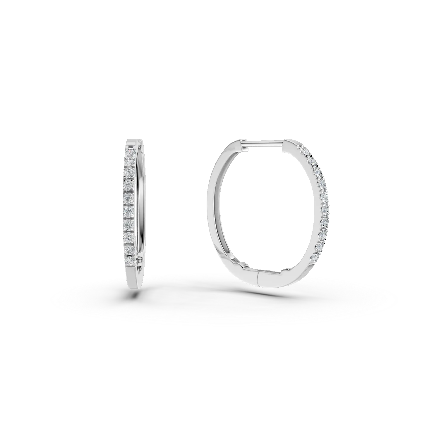 Cercei creole din aur alb cu diamante de 0.2ct