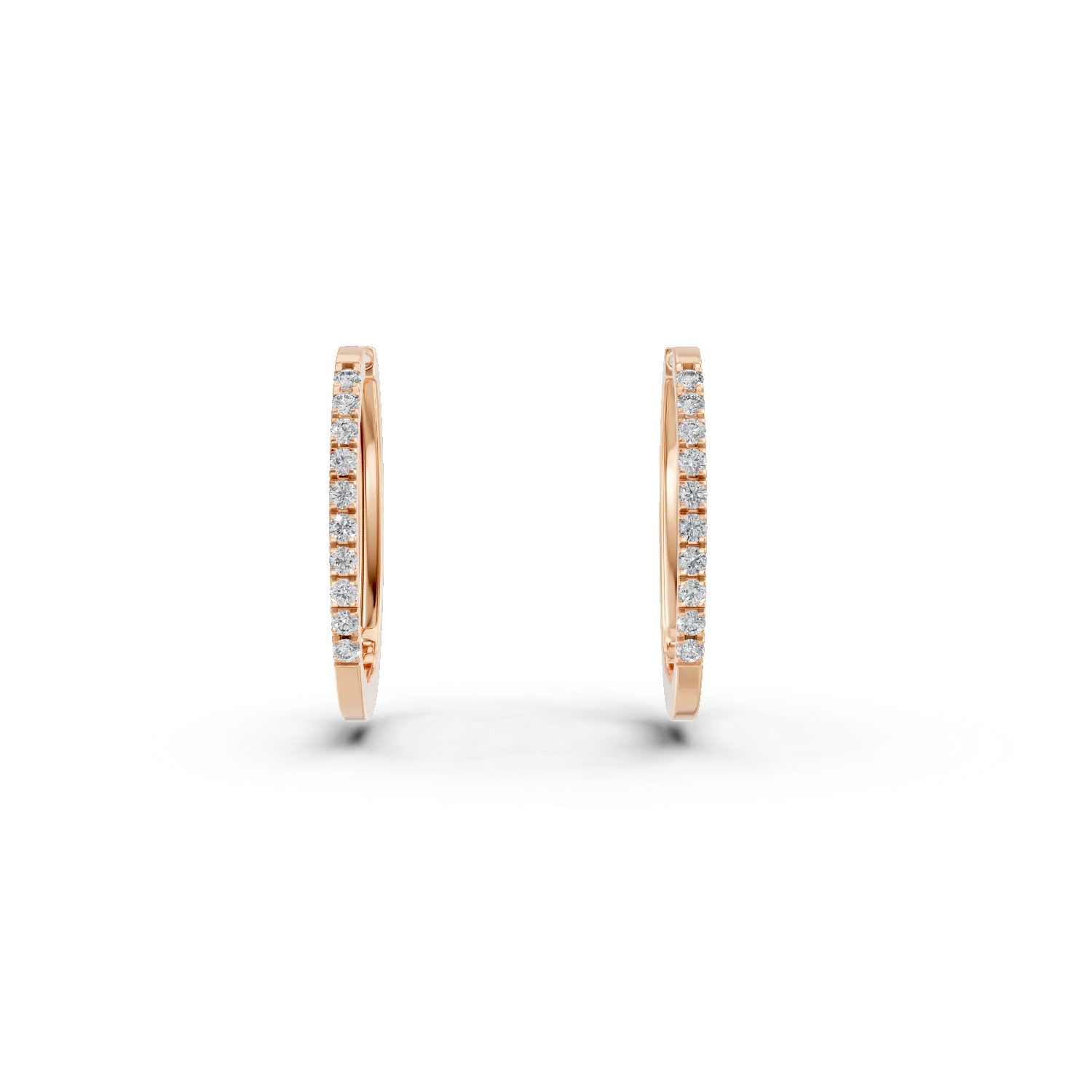 Cercei creole din aur roz cu diamante de 0.2ct
