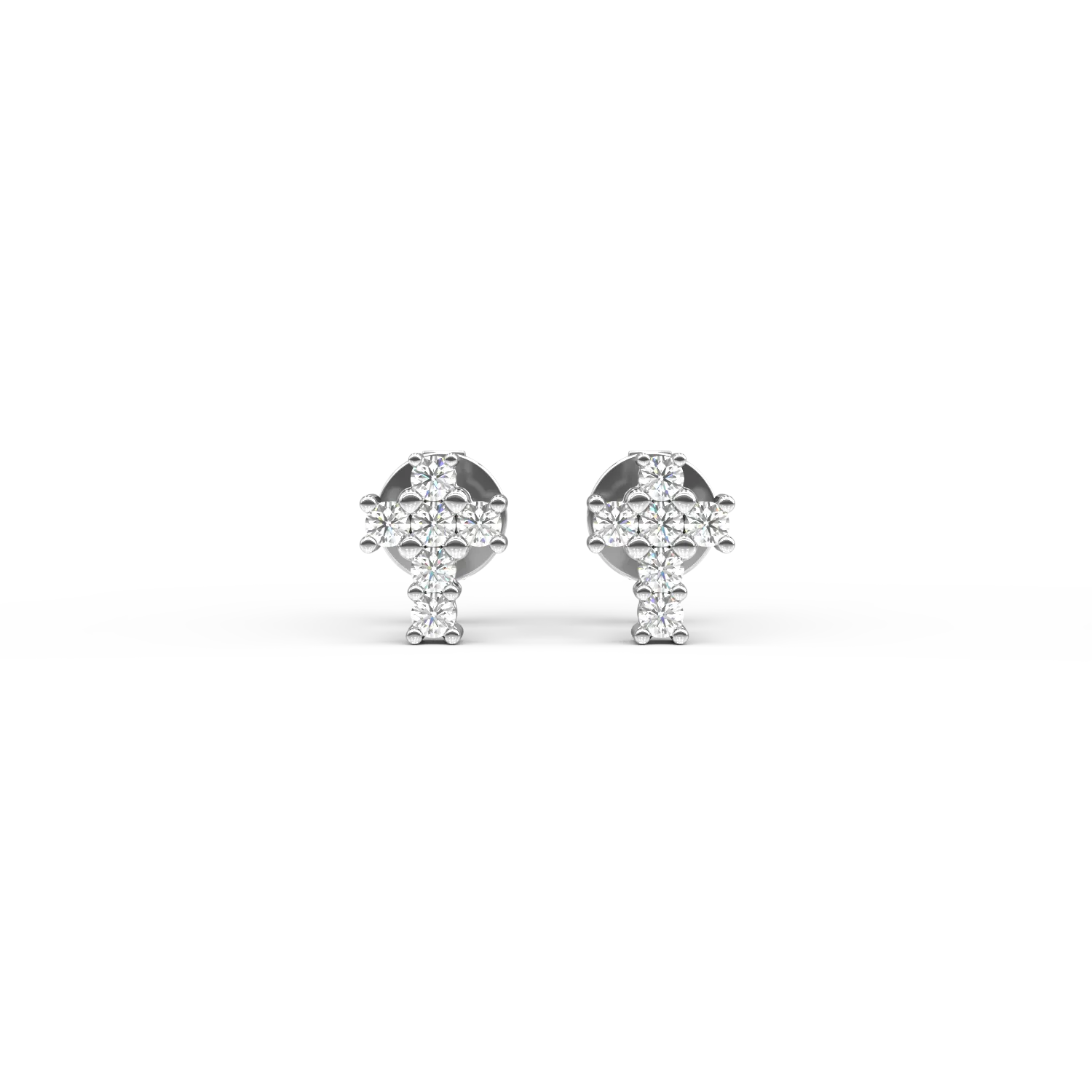 Cercei cruciulite din aur alb cu diamante de 0.084ct