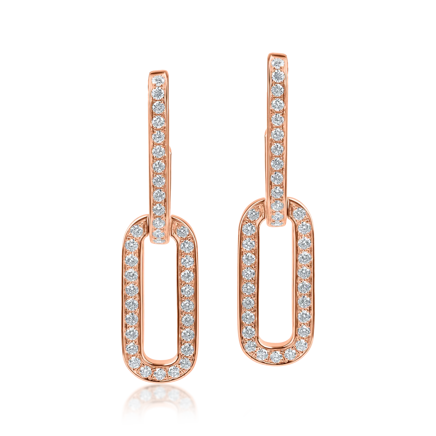 Cercei cu zale din aur roz cu diamante de 0.6ct