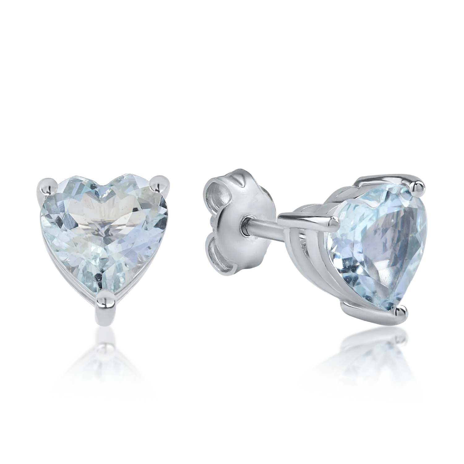 Cercei inimi din aur alb cu acvamarine heart de 1.9ct
