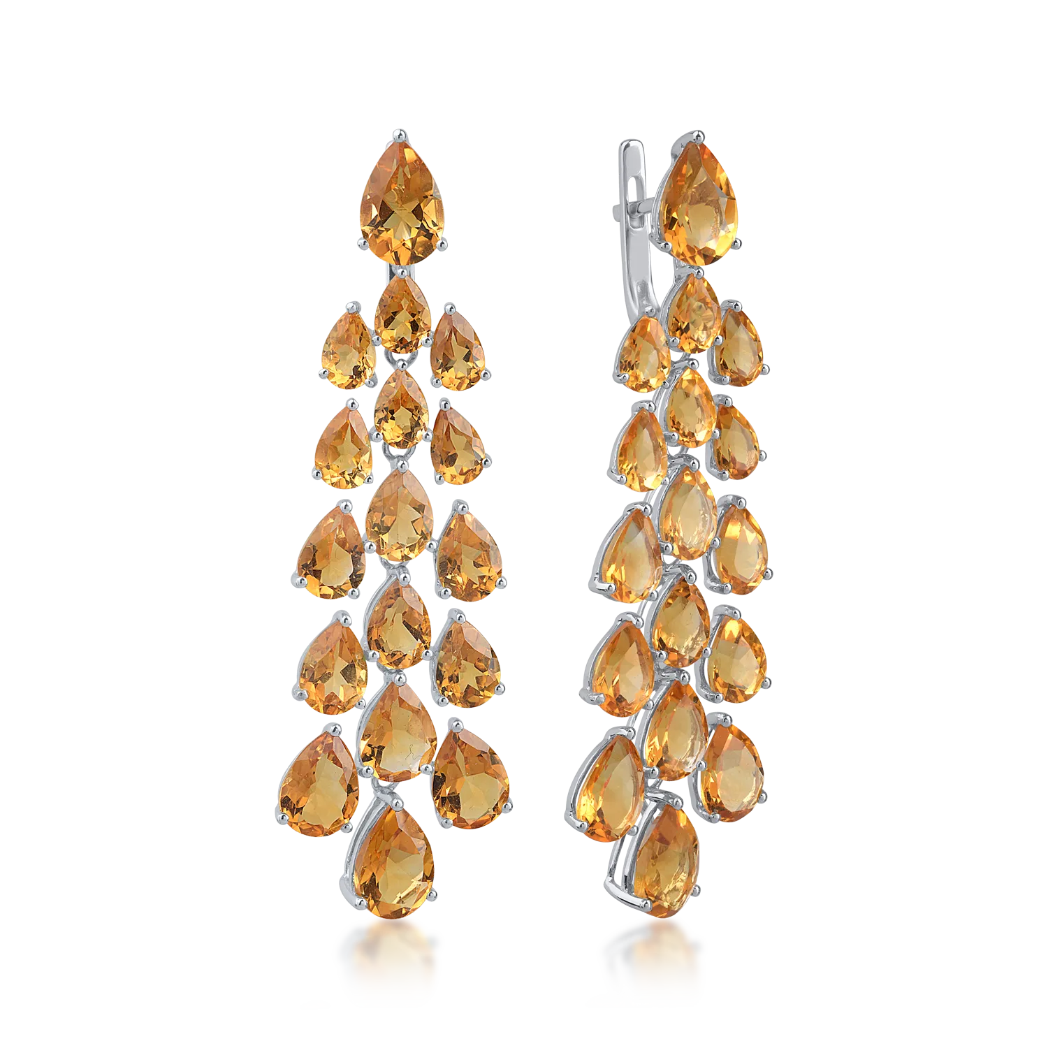 Cercei din aur alb cu citrine pear de 24.04ct
