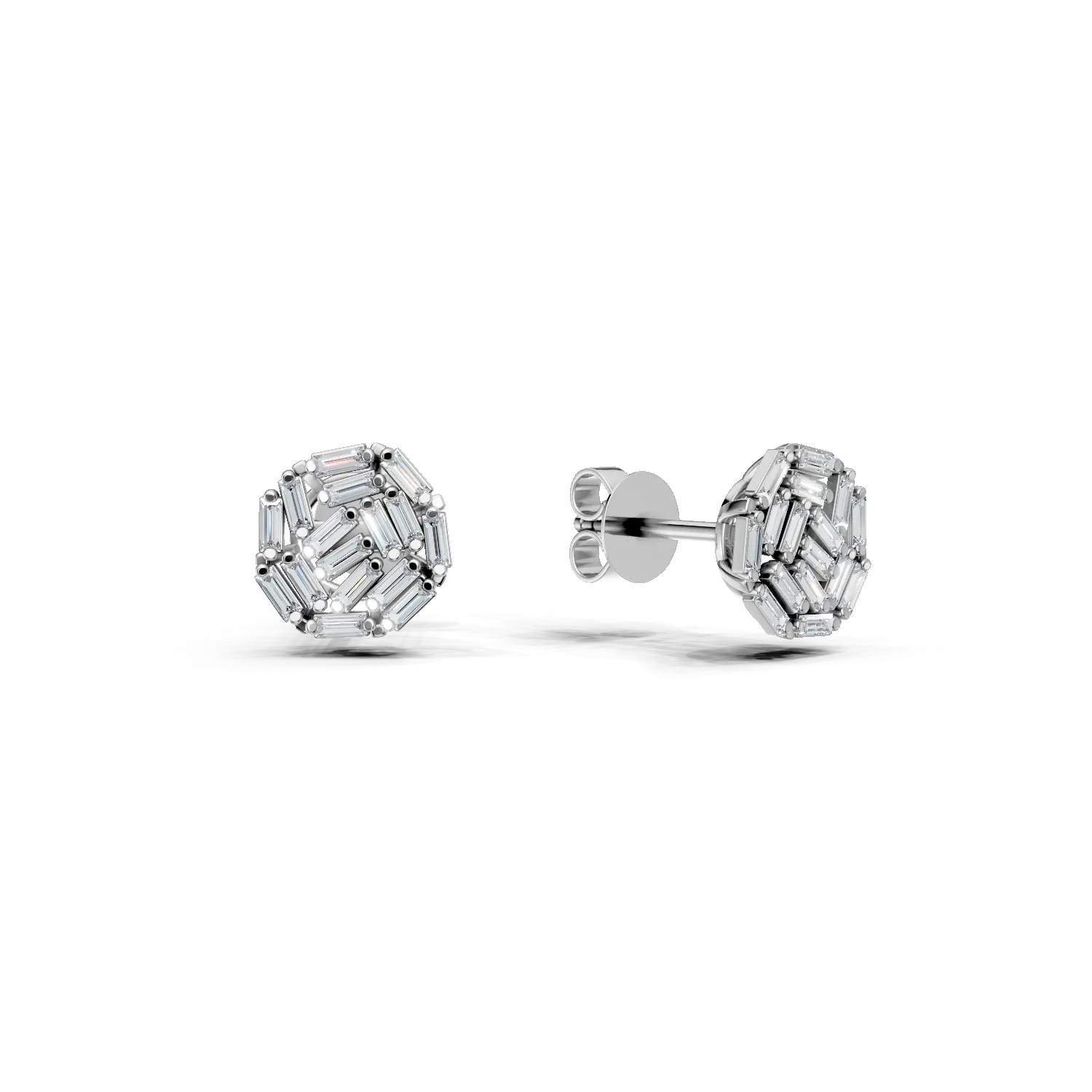 Cercei din aur alb cu diamante baguette tapered de 0.51ct