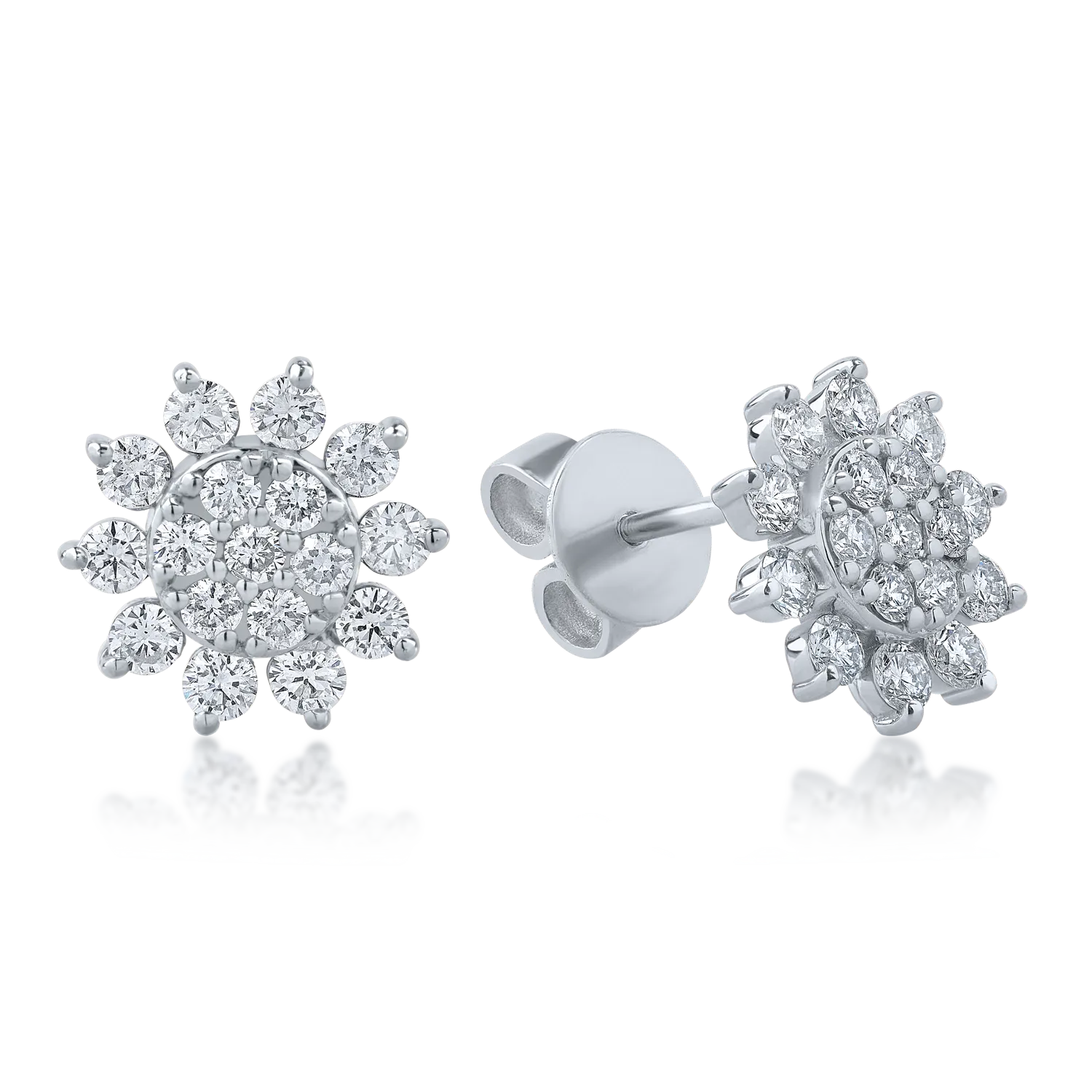 Cercei florali din aur alb cu diamante de 1.02ct 1 Cercei florali din aur alb cu diamante de 1.02ct