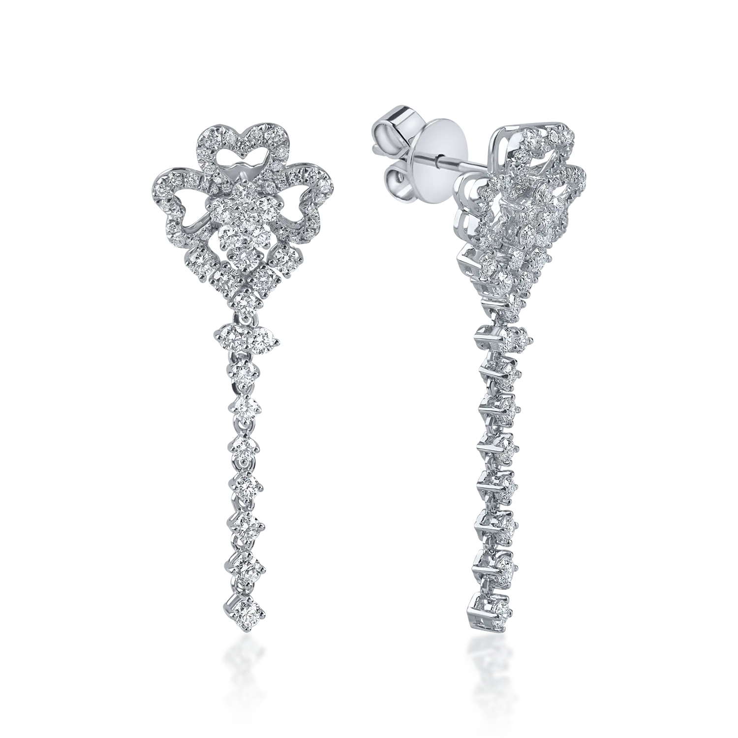 Cercei din aur alb cu diamante baguette de 1.264ct