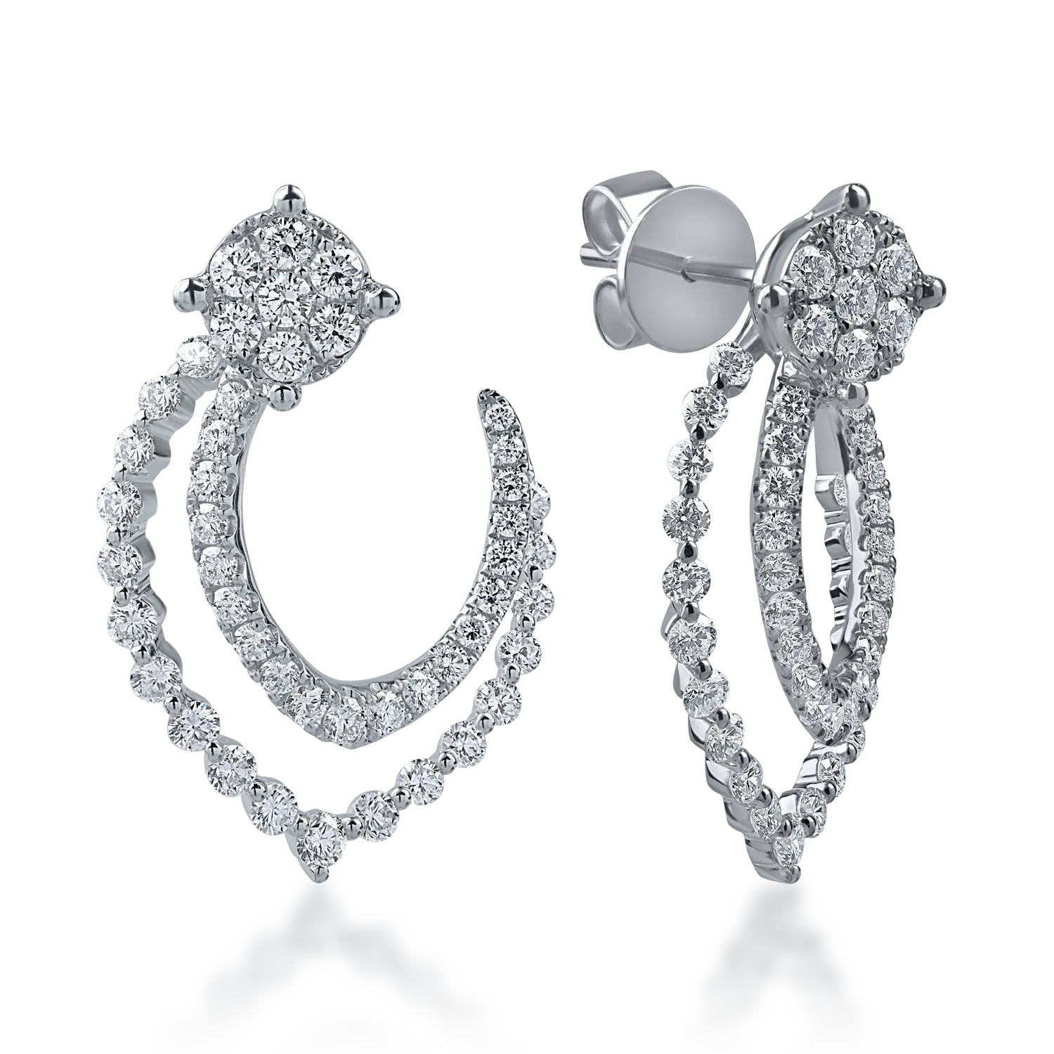 Cercei din aur alb cu diamante de 1.6ct