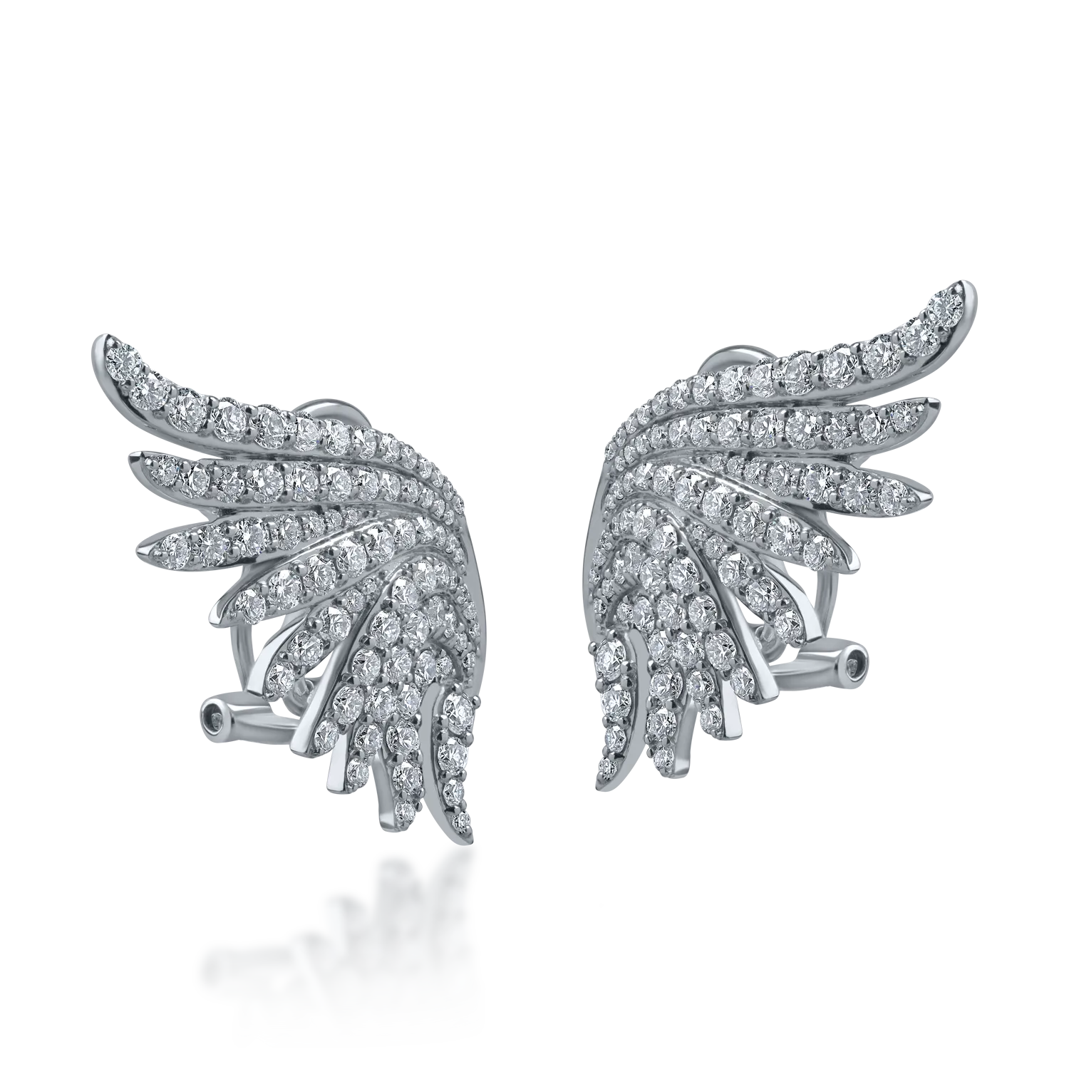 Cercei aripi din aur alb cu diamante de 1.9ct