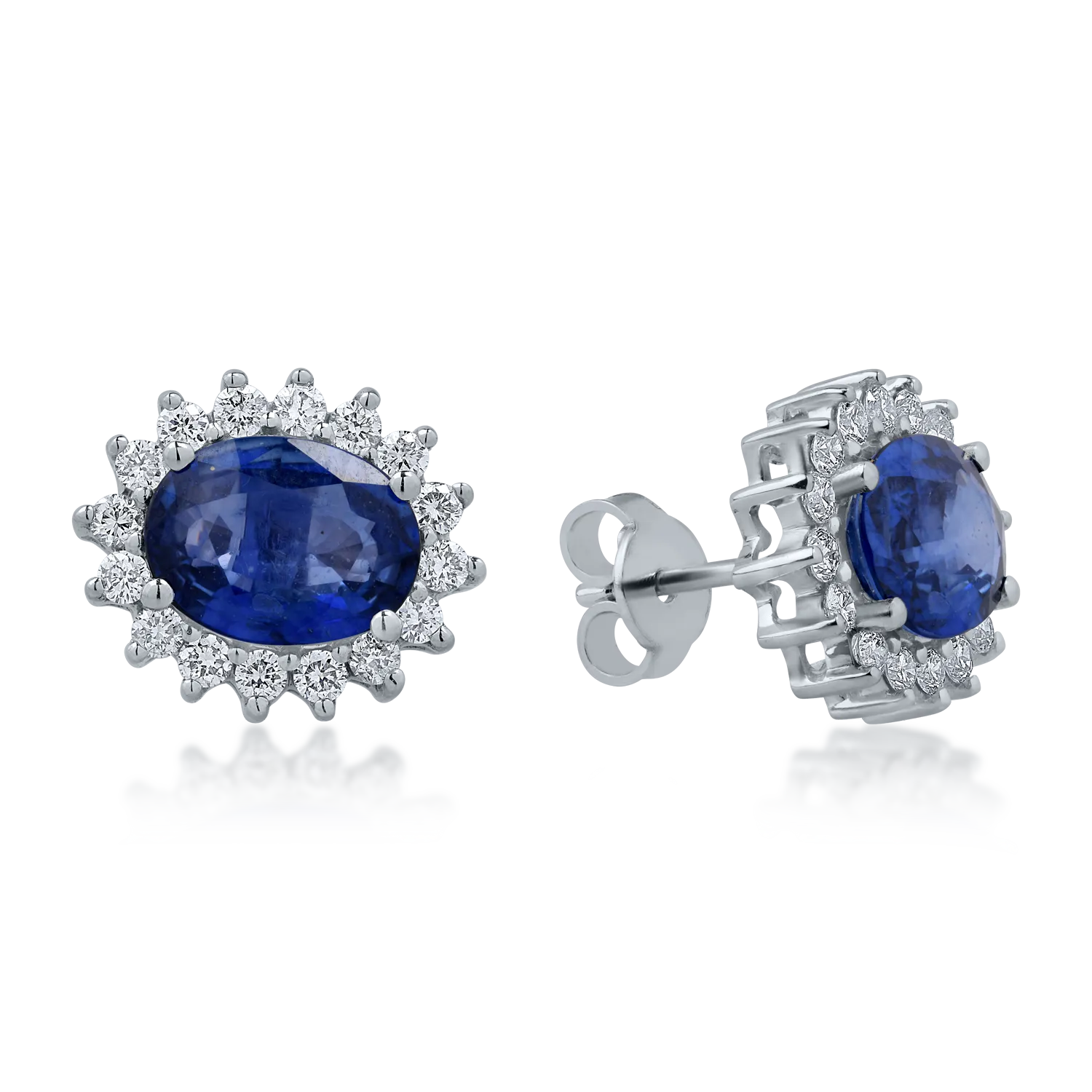 Cercei din aur alb cu safire ovale de 3.84ct si diamante de 0.62ct 1 Cercei din aur alb cu safire ovale de 3.84ct si diamante de 0.62ct