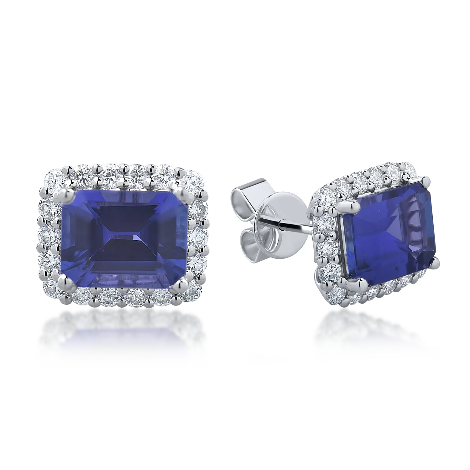 Cercei din aur alb cu tanzanite rectangulare de 4.93ct si diamante round de 0.93ct 1 Cercei din aur alb cu tanzanite rectangulare de 4.93ct si diamante round de 0.93ct
