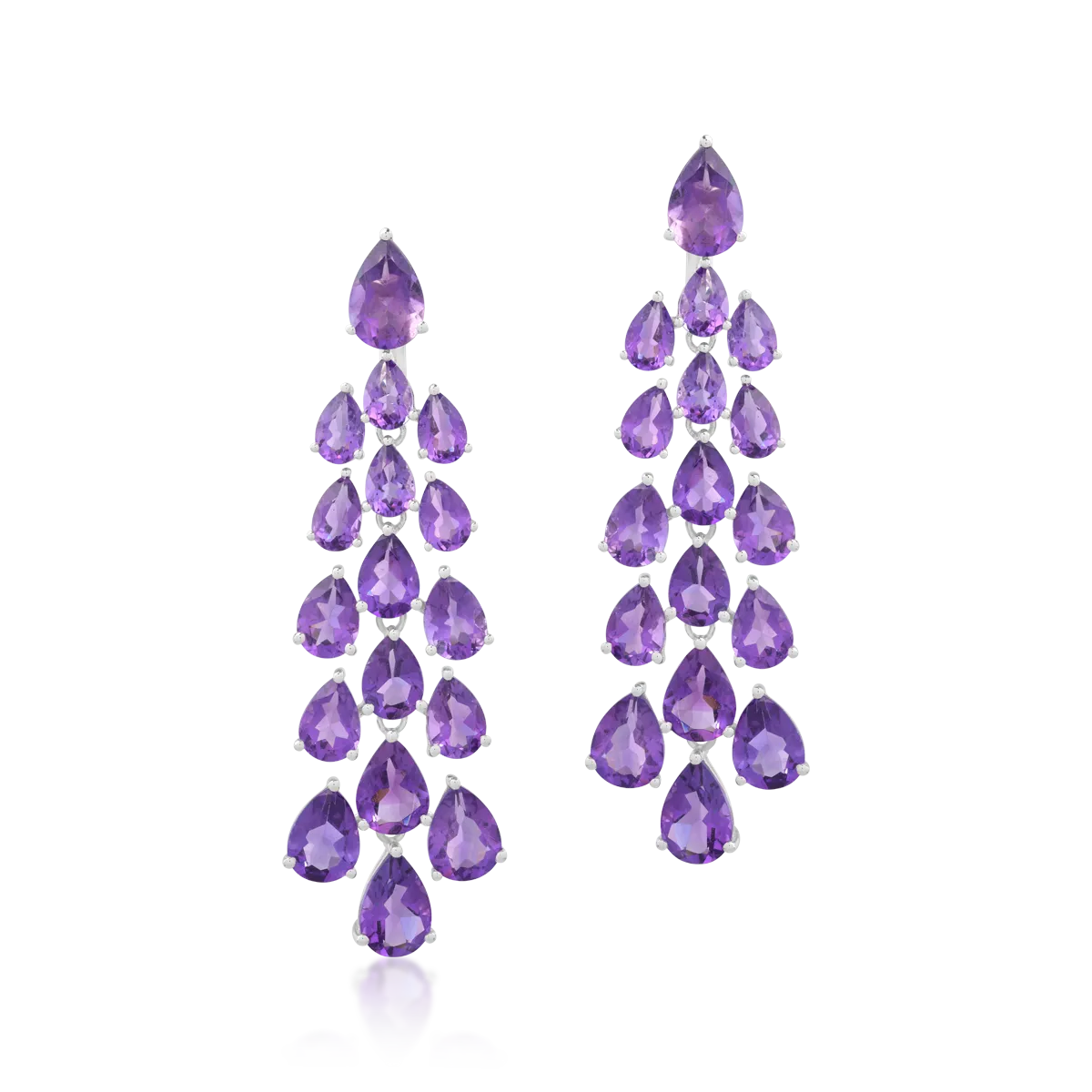 Cercei din aur alb cu ametiste pear de 24.04ct