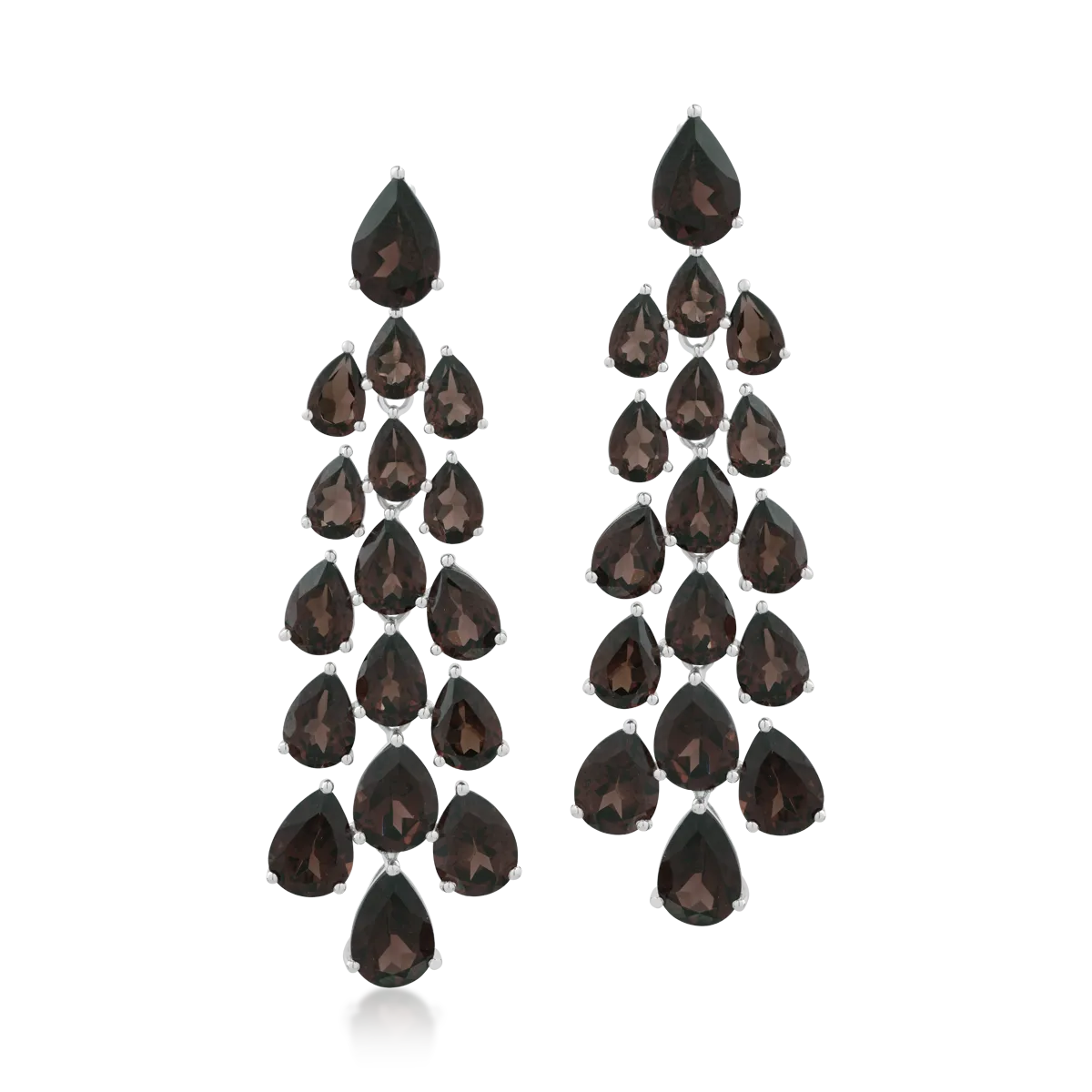 Cercei din aur alb cu quartz fumuriu pear de 24.04ct