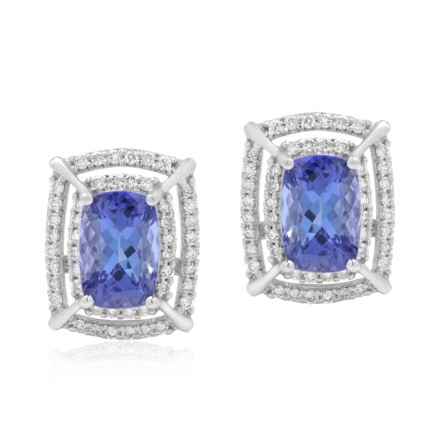 Cercei din aur alb cu tanzanite ovale de 4.56ct si diamante de 0.69ct 1 Cercei din aur alb cu tanzanite ovale de 4.56ct si diamante de 0.69ct