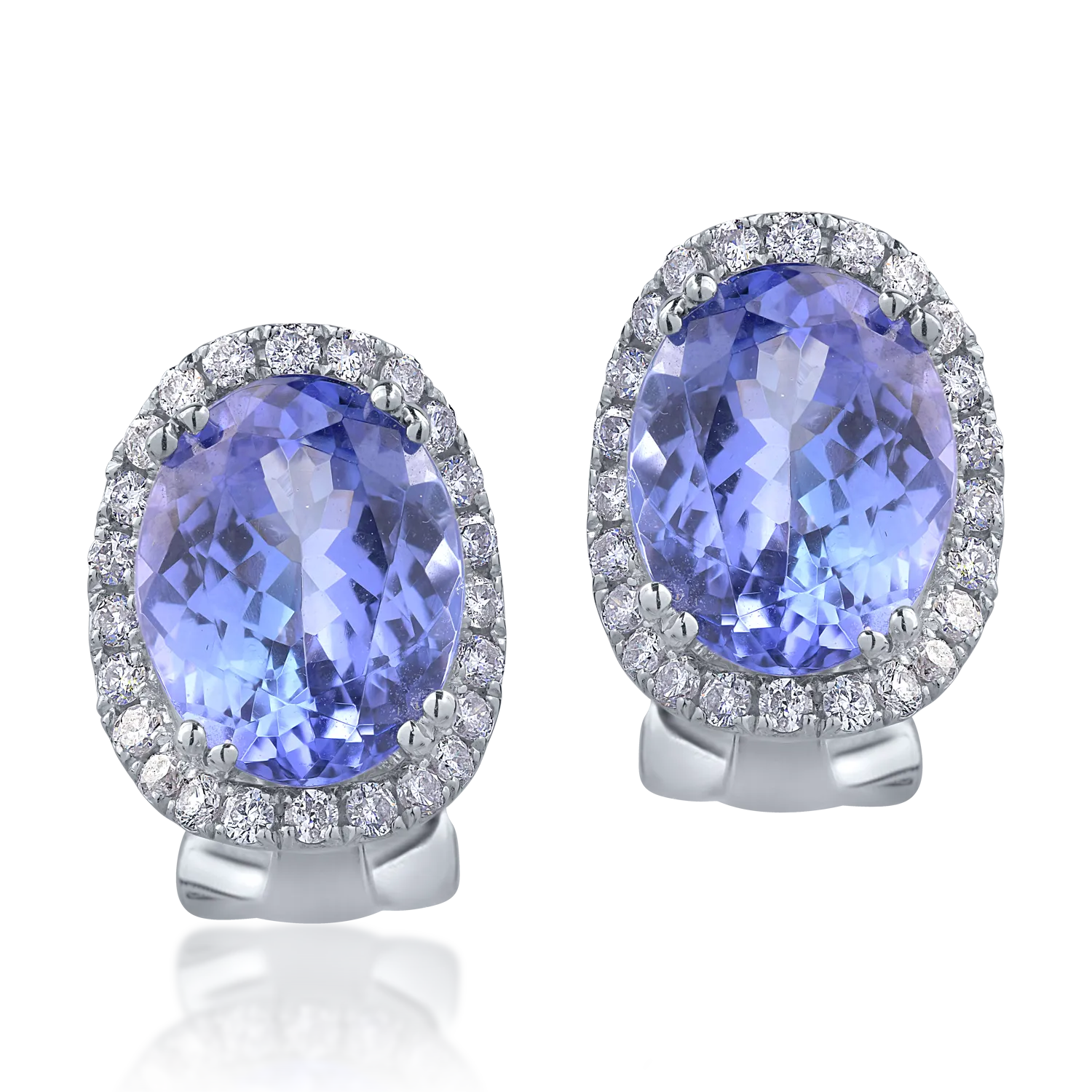 Cercei din aur alb cu tanzanite ovale de 4.74ct si diamante round de 0.38ct 1 Cercei din aur alb cu tanzanite ovale de 4.74ct si diamante round de 0.38ct