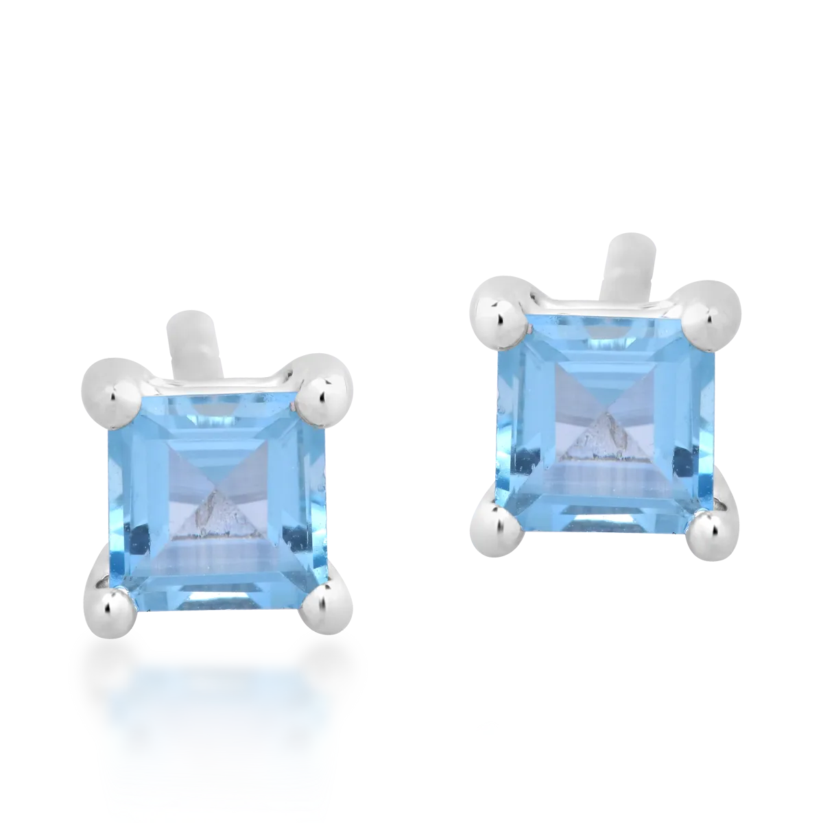 Cercei din aur alb cu topaze albastre square de 0.911ct